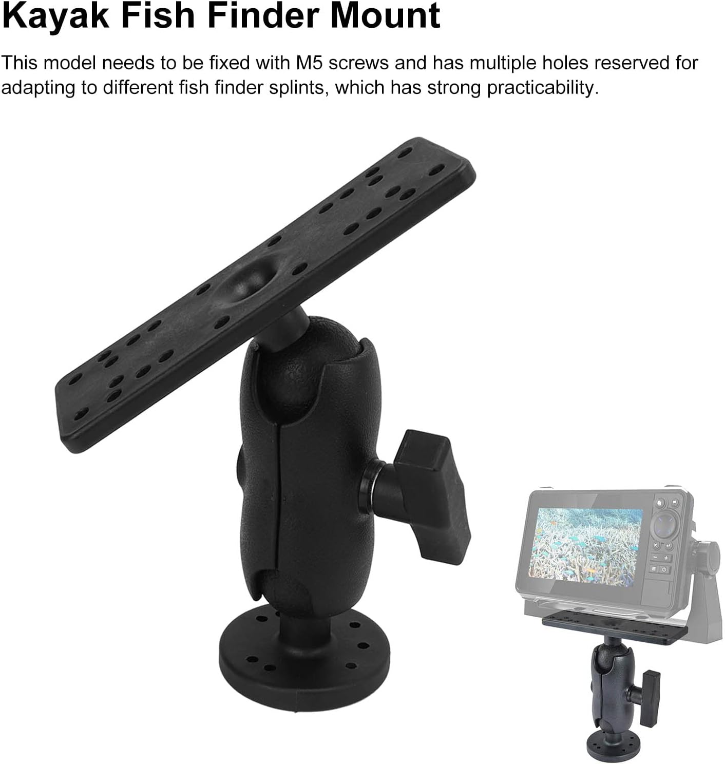 Fish Finder Mount Base, Universal 360 Degree Swivels Kayak Electronic Fish Finder Mount GPS Plate Rotating Supporter for GPSMAP