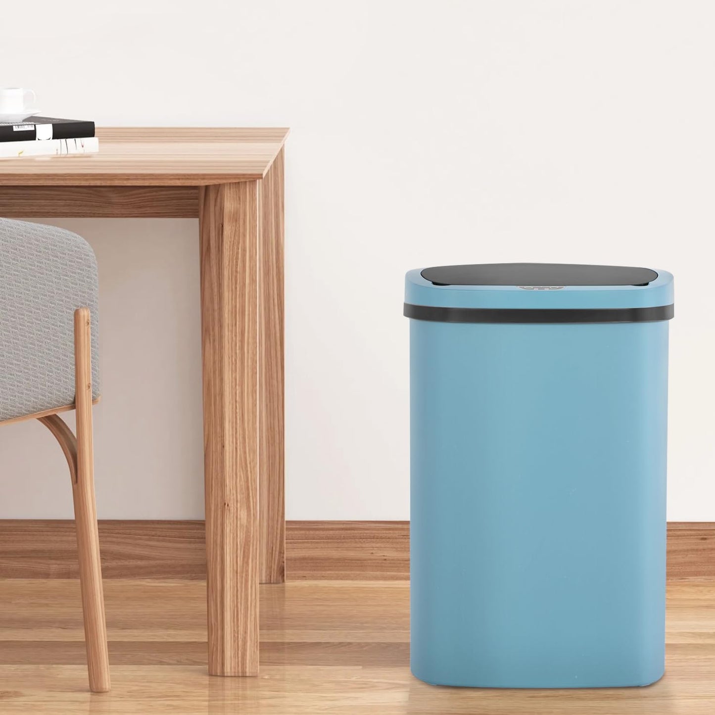 13 Gallon 50 Liter Garbage Can Kitchen Trash Can with Lid Automatic Sensor Touch Free Stainless Steel Waste Bin for Bathroom Bedroom Home Office,Black