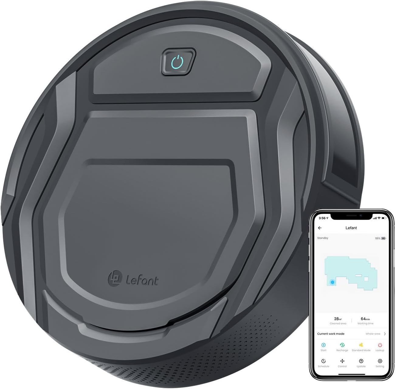Lefant Robot Vacuum Cleaner, 6 Cleaning Modes, Wi-Fi Connected, SmartSense Technology, Multi-Surface Cleaning, Self-Charging Robotic Vacuum, Alexa, Ideal for Pet Hair and Hard Floor(M210 Pro)