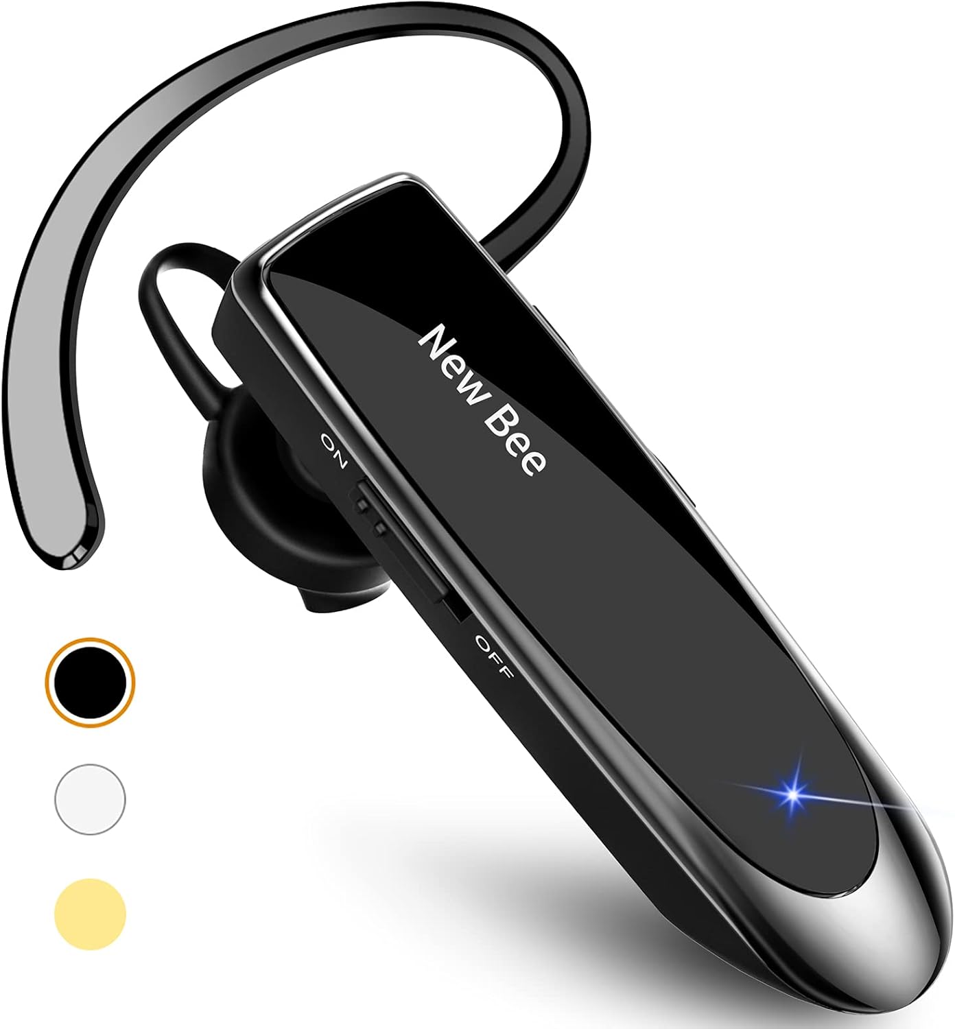 Bluetooth Headset New Bee 24Hrs V5.0 Bluetooth Earpiece Wireless Handsfree Driving Headset with Noise Canceling Mic Headset Case for iPhone Samsung Android Mobile Cell Phone Tablets Office