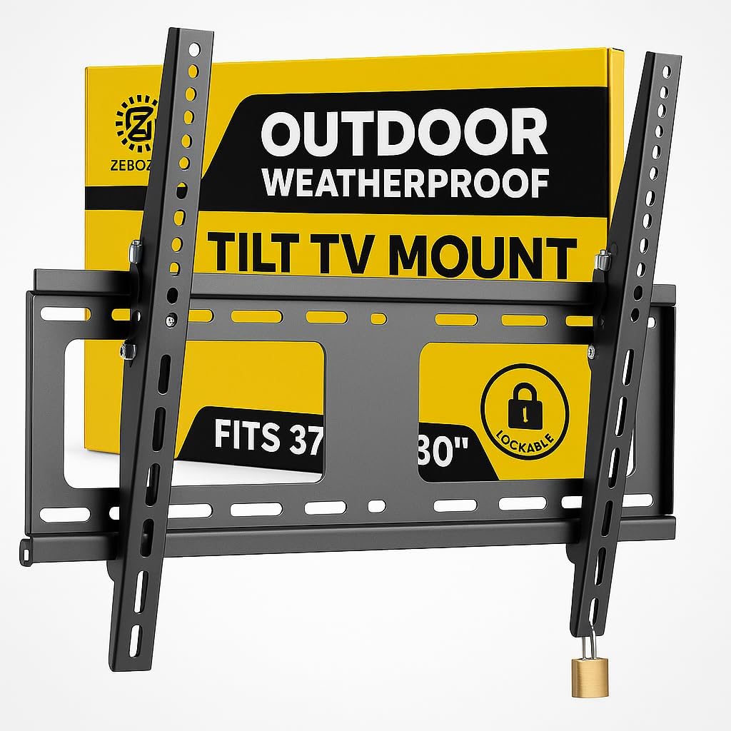 ZeboZap ZZTVC8022 Outdoor Flip Down Ceiling TV Mount | Gazebo TV Mount | Patio TV Mount | Pergola TV Mount | Pitched Roof | Height Adjustable | Under Cabinet| Holds 44lbs | Fits 17-in to 37-in | Black