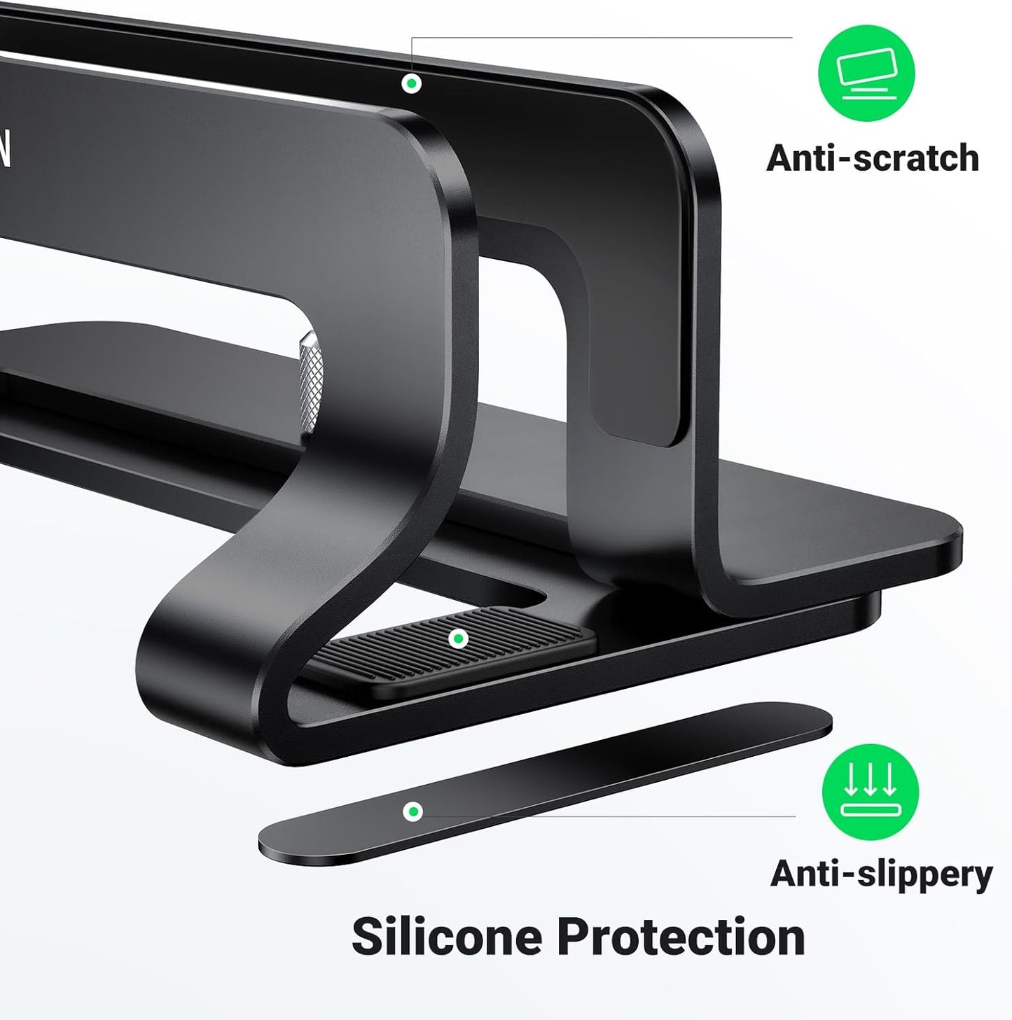 UGREEN Vertical Laptop Stand Holder Mount for Desk, Riser Adjustable Aluminum Compatible with MacBook Pro Air, Ideapad, Surface Book, Chromebook Up to 15.6inch, Grey
