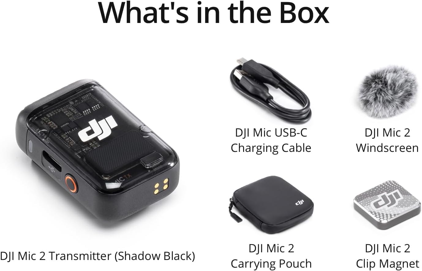 DJI Mic 2 (2 TX + 1 RX + Charging Case), Wireless Lavalier Microphone, Intelligent Noise Cancelling, 32-bit Float Internal Recording, 820 ft.(250m) Range, Microphone for iPhone, Android, Camera