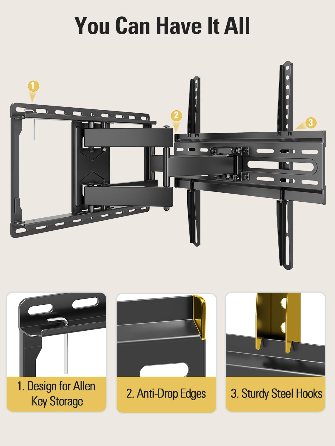 Mounting Dream TV Wall Mount for Most 32-65" Flat Screen TVs, Full Motion TV Mount with Dual Swivel Articulating Arms, Easy for TV Centering, Max VESA 400x400mm, 99 lbs Loading MD2380