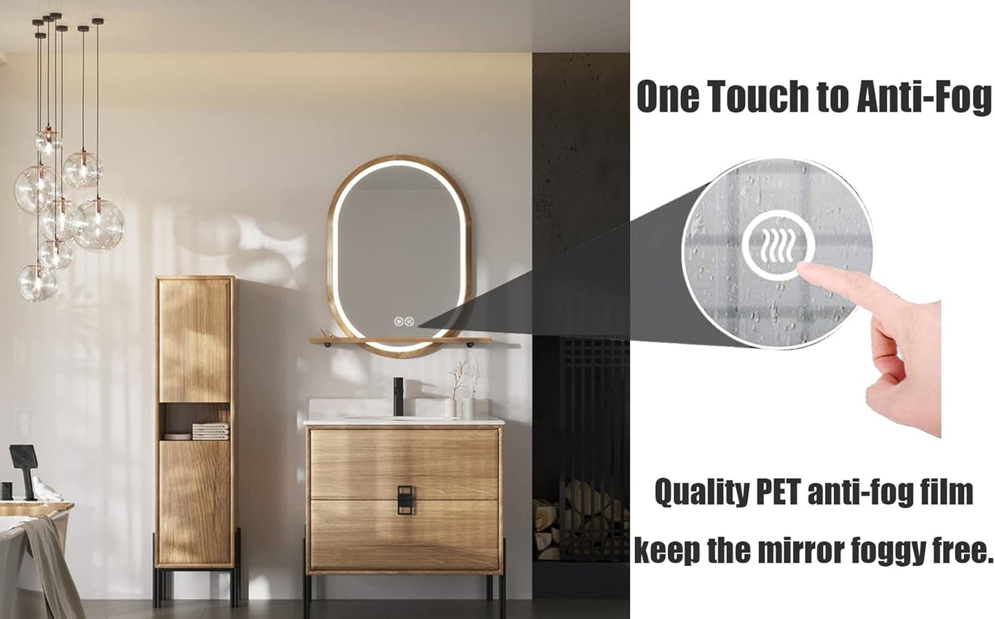 DP Home LED Lighted Bathroom Vanity Wall Mirror with Touch Button, Dimmable, Vertical & Horizontal Mount Mirrors 70 x 32 in E-N031-7032-TS Wall Mounted Makeup LED Vanity Mirror