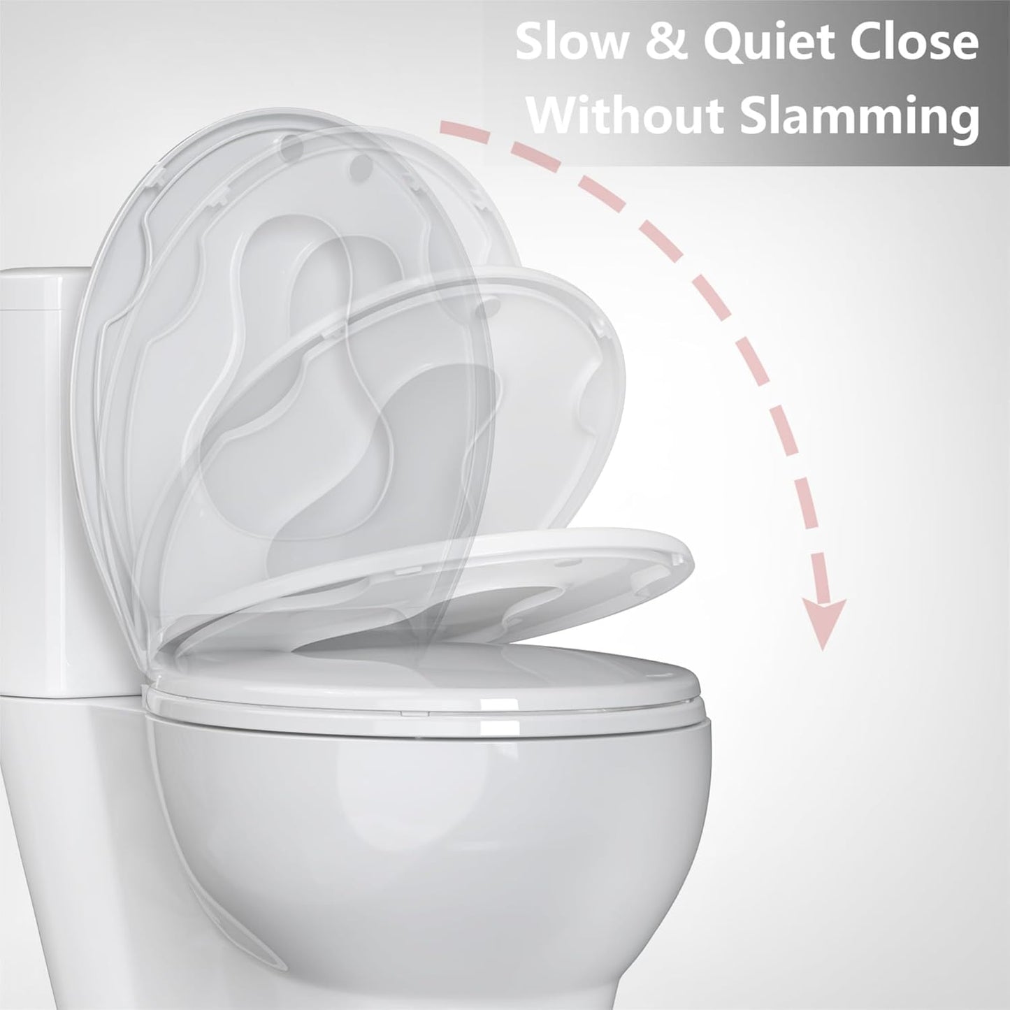 White Elongated Toilet Seat, Slow Close Toilet Cover Seat for Easy Clean and Stain-Resistant, Plastic Toilet Seat with Cover, Quick-Release Hinges and Quick-Attach Hardware