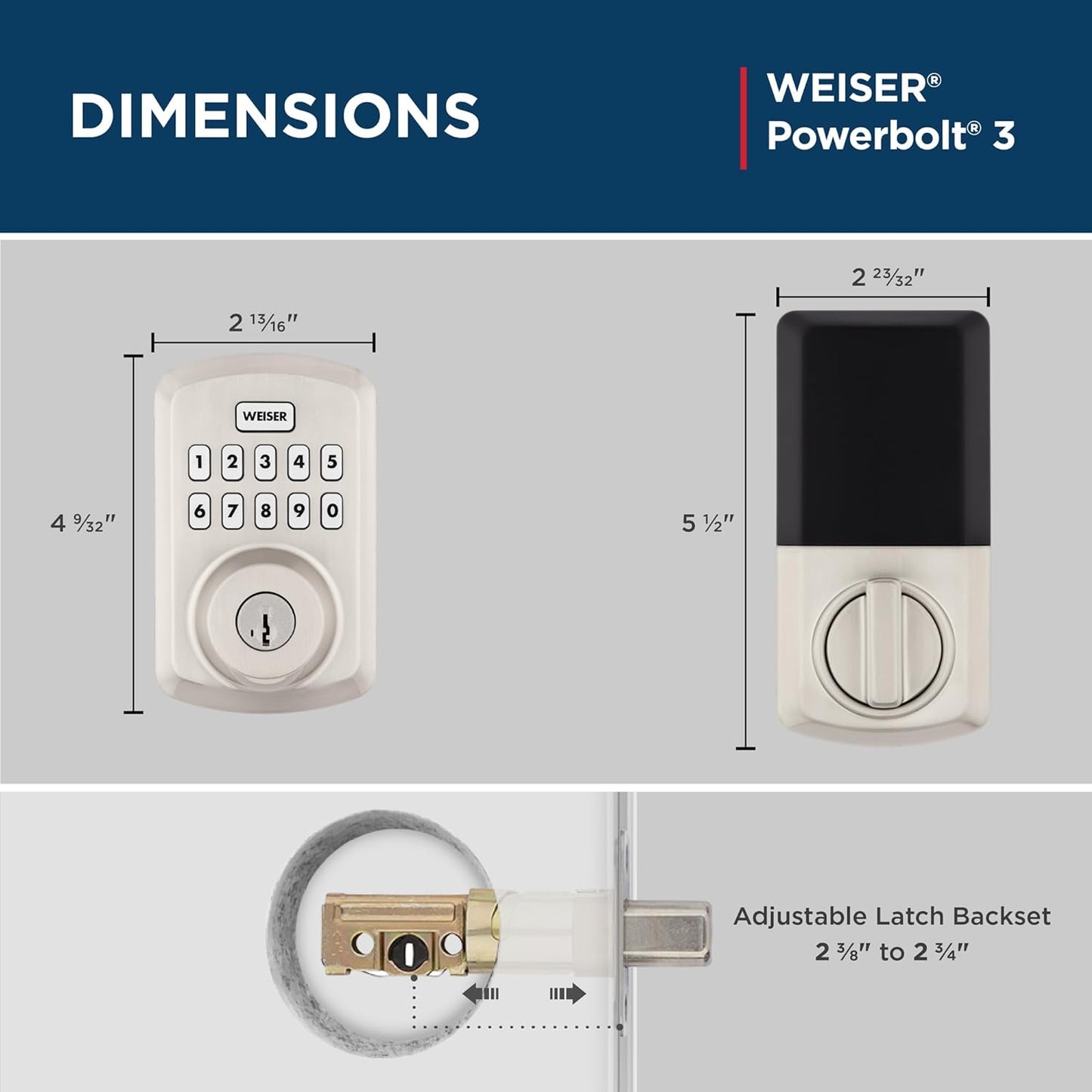 Weiser Powerbolt 3 Matte Black Keyless Entry Door Lock/Deadbolt Lock, 10-Button Keypad Door Lock with Auto Lock and 12-Month Battery Life, Electronic Door Locks for Front Door, Home Décor