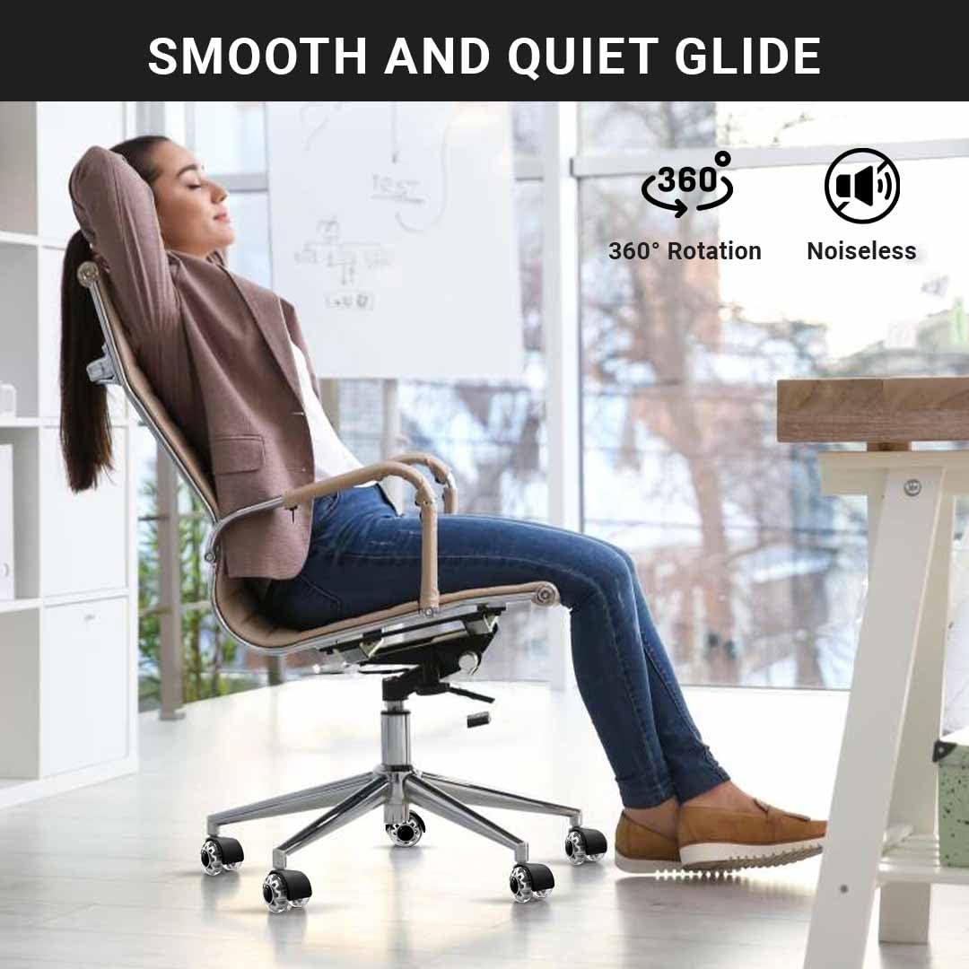 MotionGrey - Premium Dual Office Chair Wheels Replacement for Hardwood Floors, Chair Casters Replacement, Heavy Duty Desk Chair Wheels for Replacing Chair Mat, Rollerblade Casters