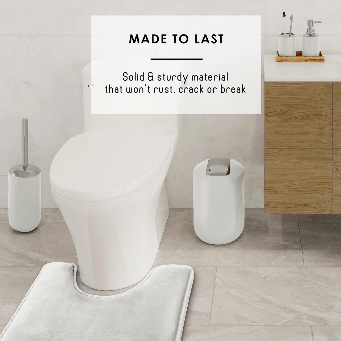 Clara Clark Bathroom Set - Gray Bathroom Accessories Set, Bathroom Sets with Shower Curtain and Rugs, 23PC Shower Curtain Set with Liner, Soap Dispenser, Soap Dish, Toilet Brush Holder, and Trash Can