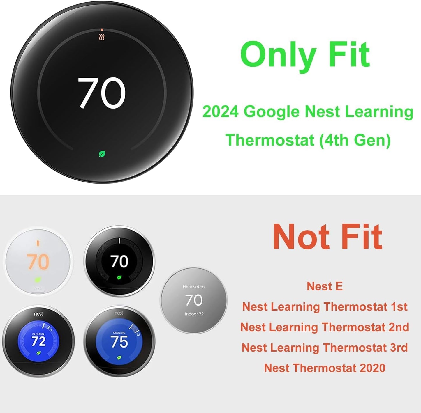 BAOKZZOM Nest Thermostat Wall Plate Cover Replacement Compatible with Google Nest Learning Thermostat (4th Gen), Practical Nest Learning Thermostat 4 Trim Kit, Snap fit Design (Black, 1 Pack)