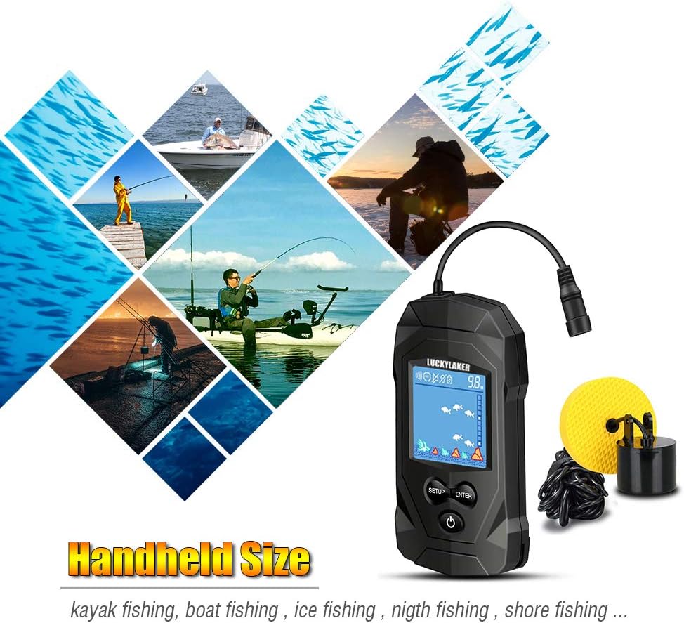 LUCKYLAKER Water Boat Fish Finders Depth Portable Handheld Fish Finder Transducer Wired Ice Fishing Finders Sonar
