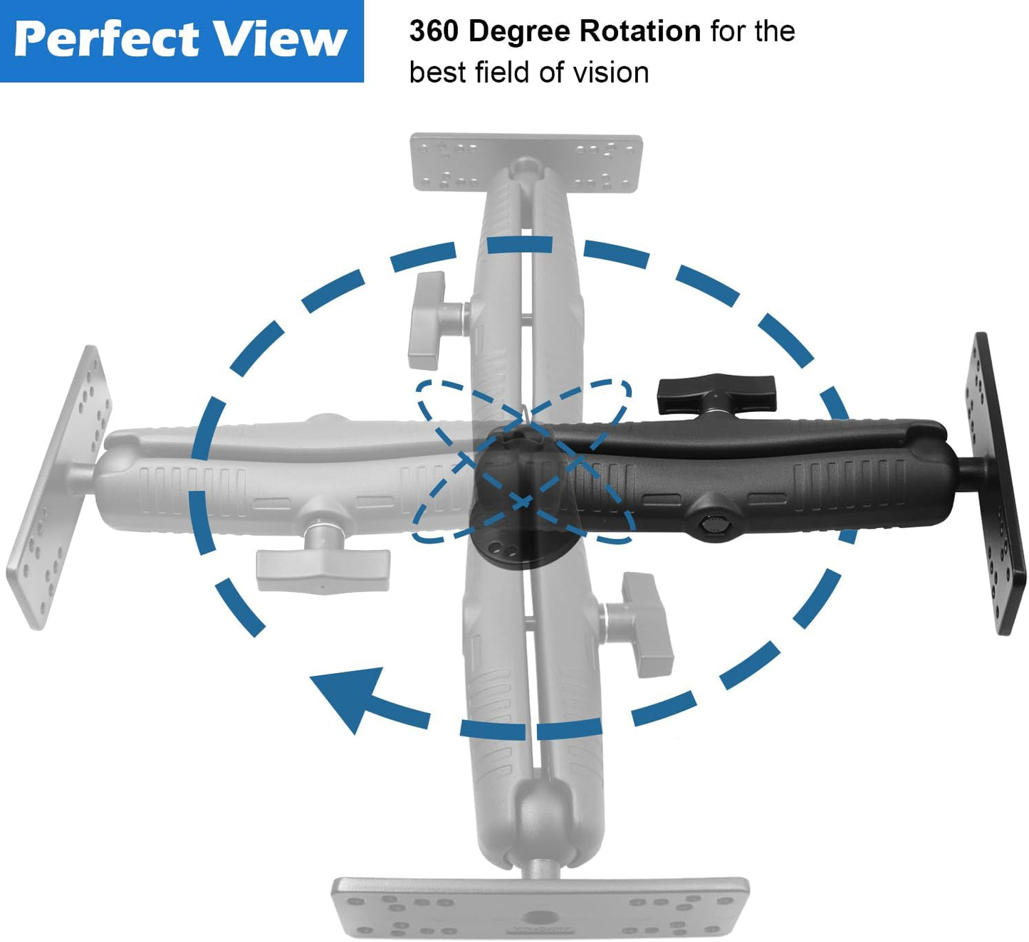 WINDFRD Aluminum Fish Finder Mount with 1.5" / C Size Ball, Heavy Duty 9.1" Long Arm Depth Finder Mount for Boat, High Salt Water Resistant, Compatible with Garmin, Lowrance and More