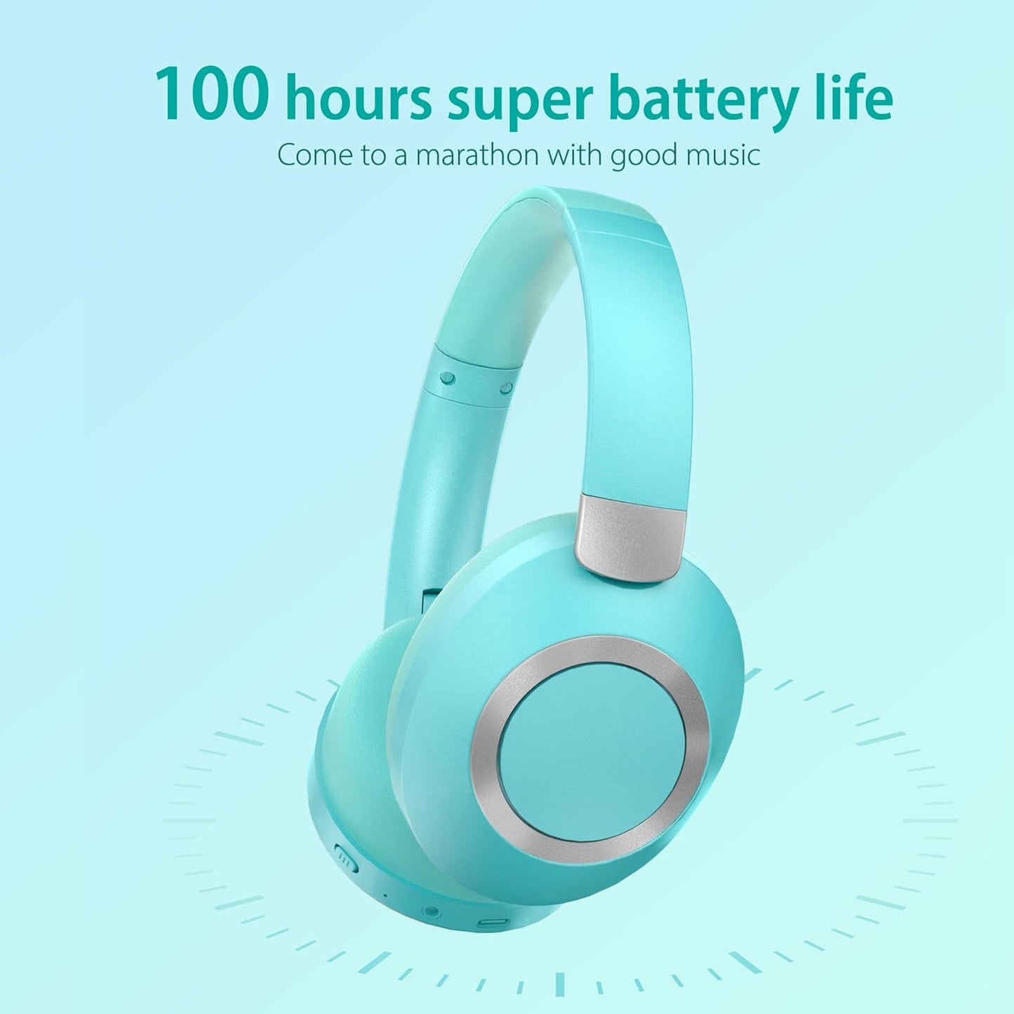 Active Noise Cancelling Headphones, 100H Playtime Headphones Bluetooth Wireless, Bluetooth Headphone Over Ear with Built-in Mic, Wireless Headphone for Travel, Home, Office, Call, Music, Meeting