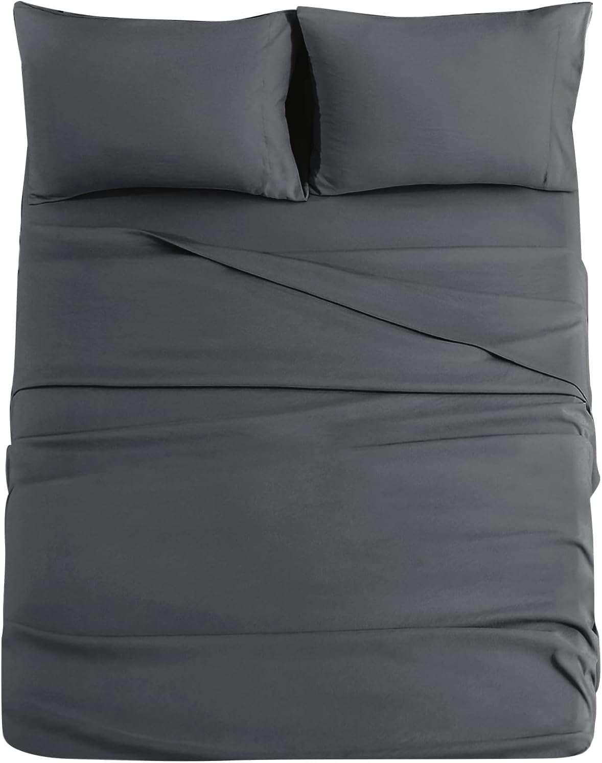 JOLLYVOGUE Queen Size Bed Sheet Set - 4 Piece Bed Sheets Set with Deep Pocket - Soft Breathable & Cooling - Resists Shrinkage & Fading Draps Queen - Easy Care (Dark Grey)