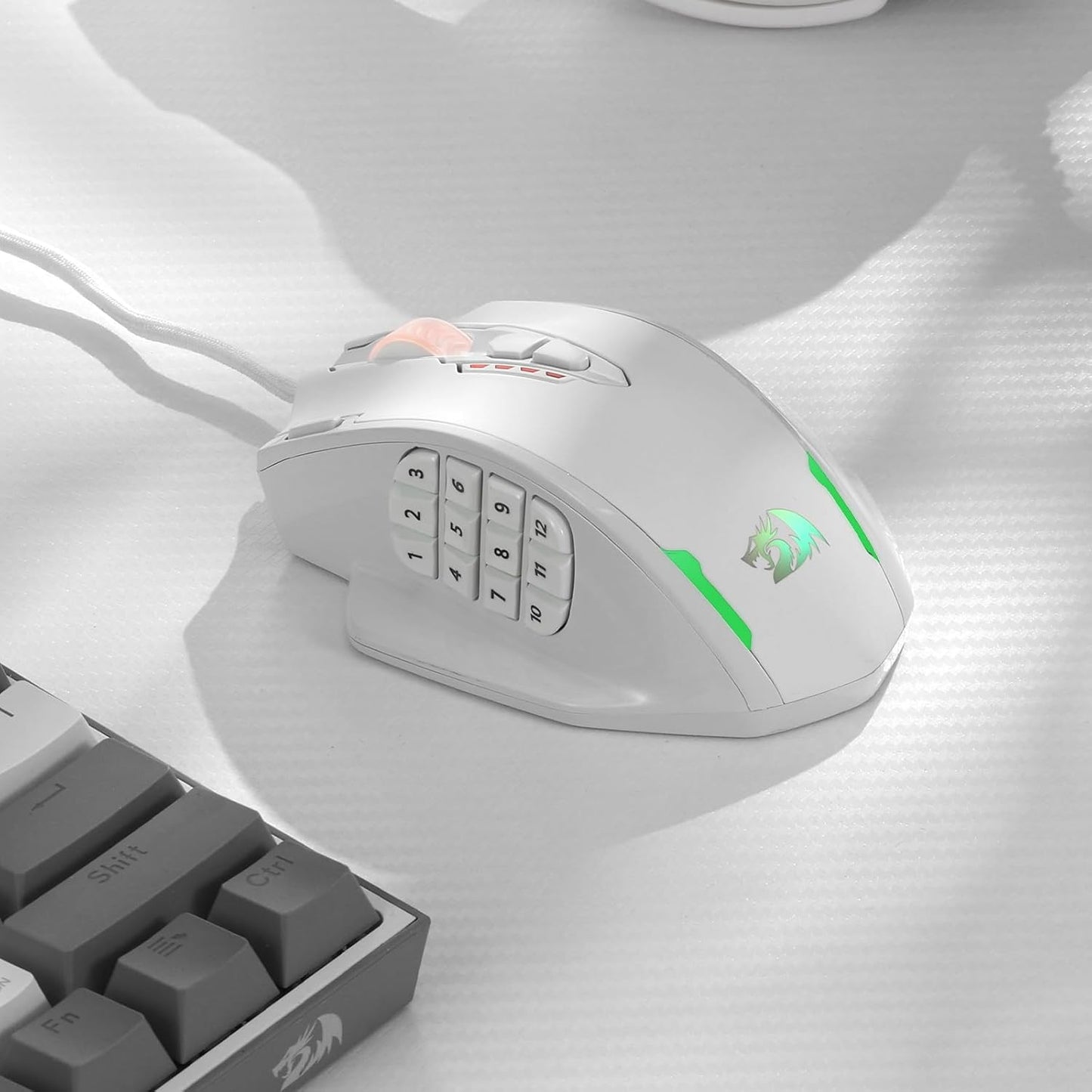 Redragon M913 Impact Elite Wireless Gaming Mouse, 16,000 DPI Wired/Wireless RGB Mouse with 16 Programmable Buttons, 45 Hr Battery and Pro Optical Sensor, 12 Side Buttons MMO Mouse