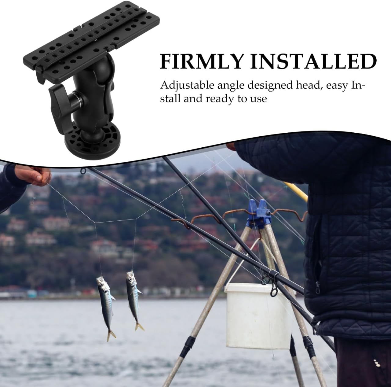 Multifunctional Fish Finder Rack Platform Adjustable Fish Finder Bracket for Kayak and Boat Navigation Easy Install Nylon and Silicone Holder