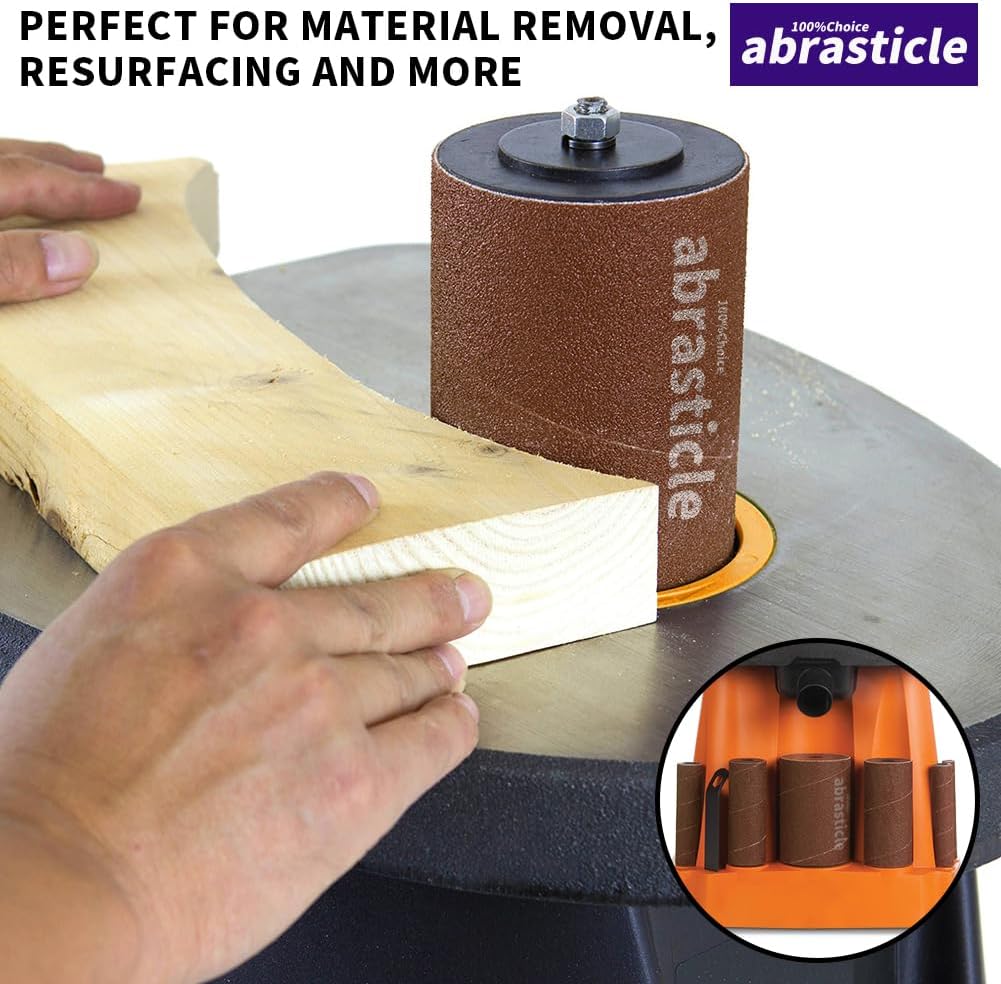18 Pack Spindle Sander Sleeves, Sanding Sleeves for Oscillating Sander, 80 150 240 Assorted Grit Sandpaper, 4-1/2" Length, 1/2",3/4",1",1-1/2", 2", 3" Diameter