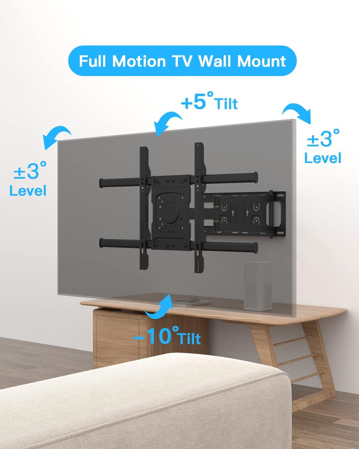 Corner TV Wall Mount,Long Arm TV Mount with 25.6 inch Extension,Full Motion TV Mount Swivel and Tilt Heavy Duty,90 Degree TV Wall Mount,Fit 32-70''TV, Load 77lbs,Max VESA 600x400mm by WHYFONE