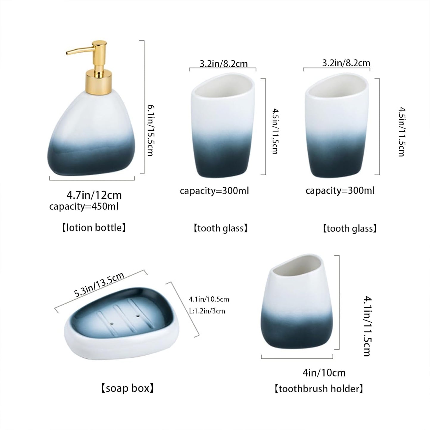 White Bathroom Accessories Set,Modern Countertop Bathroom Decor,Luxury 6 Piece Bathroom Accessory Set,Complete with Soap Dispenser,Toothbrush Holder,Tumbler,Tray