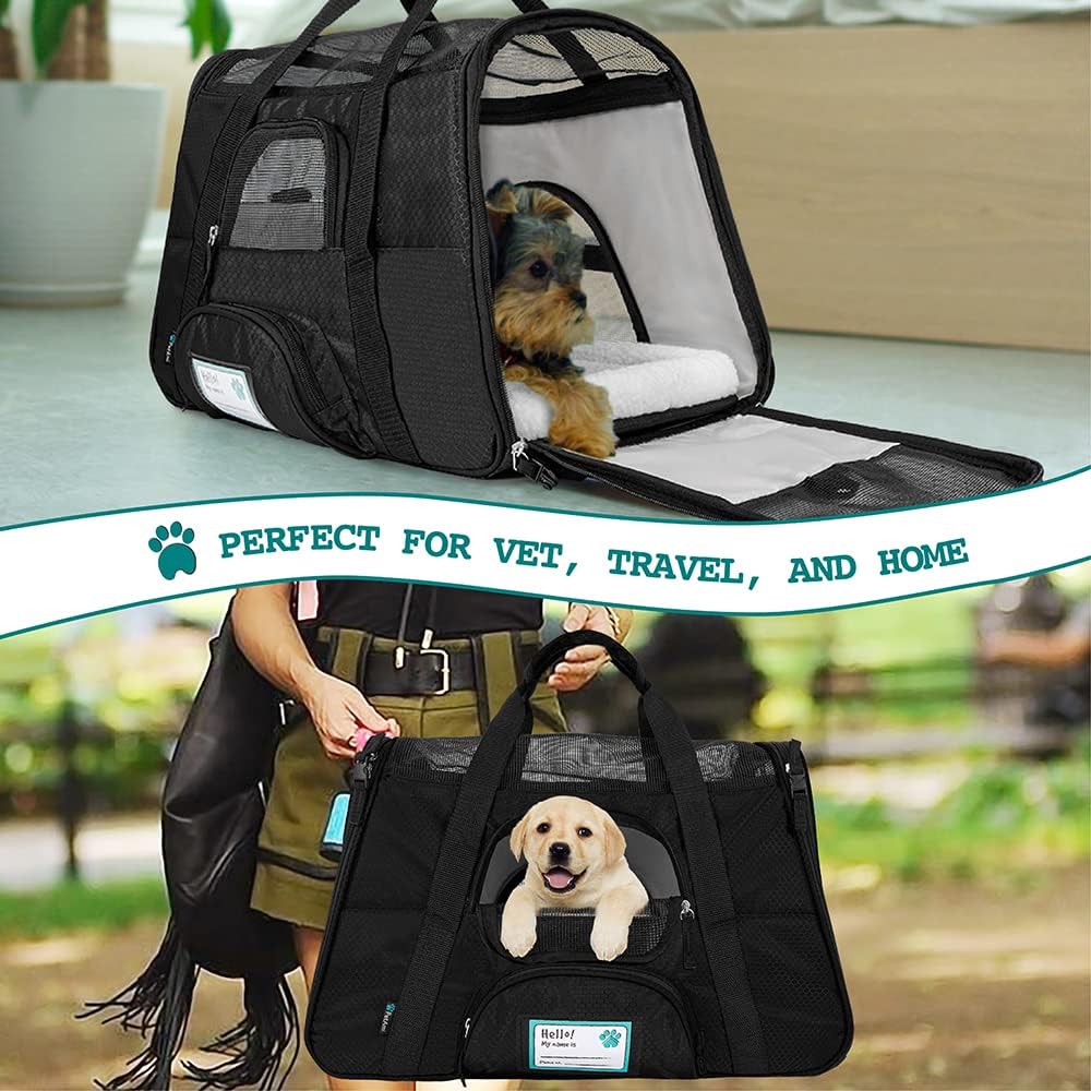 Premium Airline Approved Soft-Sided Pet Travel Carrier by PetAmi | Ventilated, Comfortable Design with Safety Features | Perfect For Plane or Car | Ideal for Small to Medium Sized Cats, Dogs, and Pets
