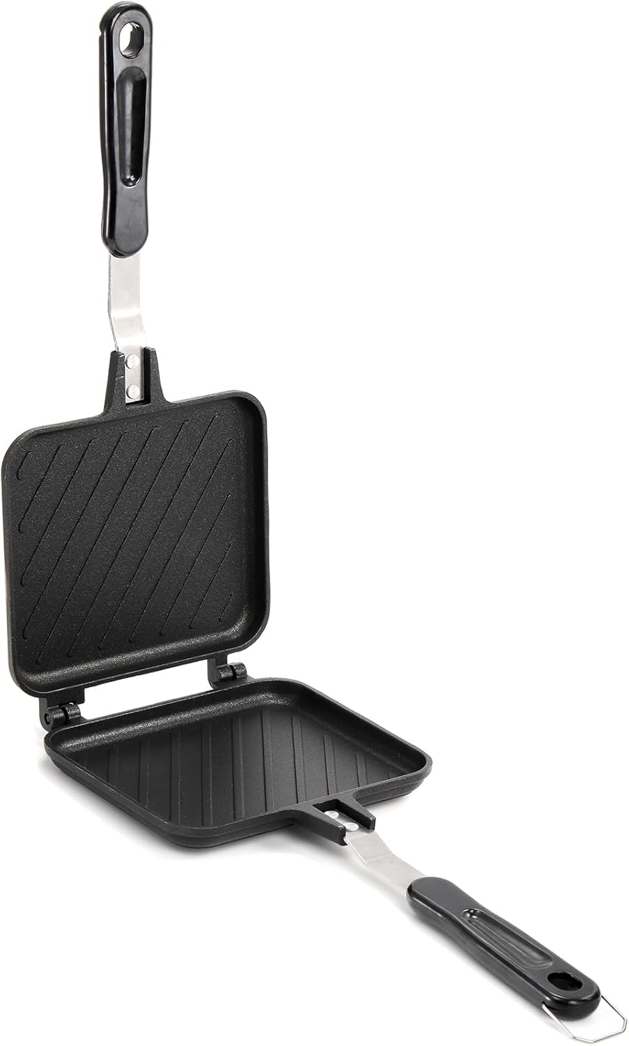 Elsjoy Hot Sandwich Panini Maker with Handle, Non-Stick Double Sided Frying Pan Grilled Sandwich Maker, Stovetop Toasted Sandwich Press for Home, Kitchen, Breakfast