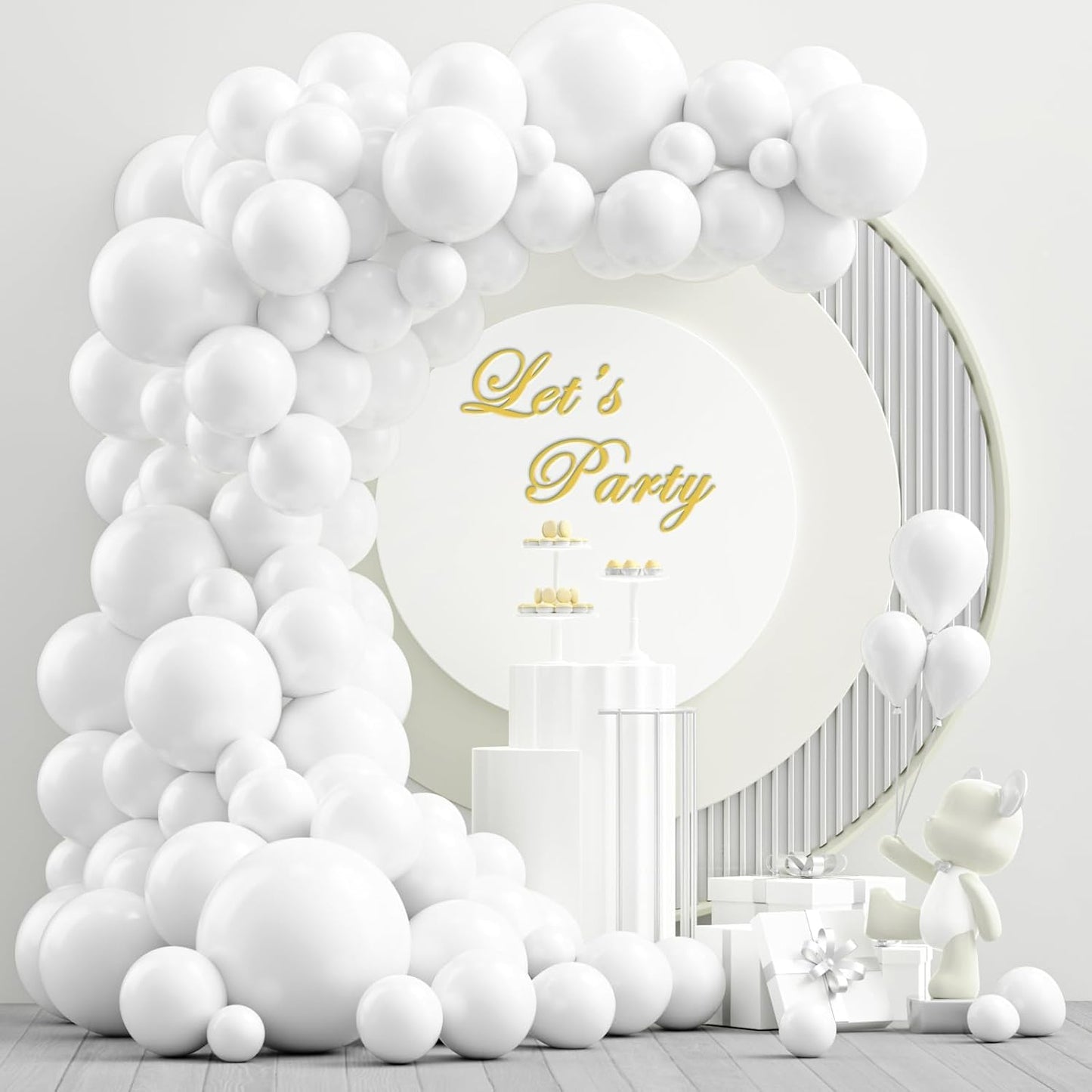 Gold Metallic Chrome Latex Balloon Arch Kit, 102PCS 18In 12In 10In 5In Arch Garland For Festival Picnic, Engagement, Wedding, Birthday Party, Gold Theme Anniversary Decoration With 33FT Ribbon
