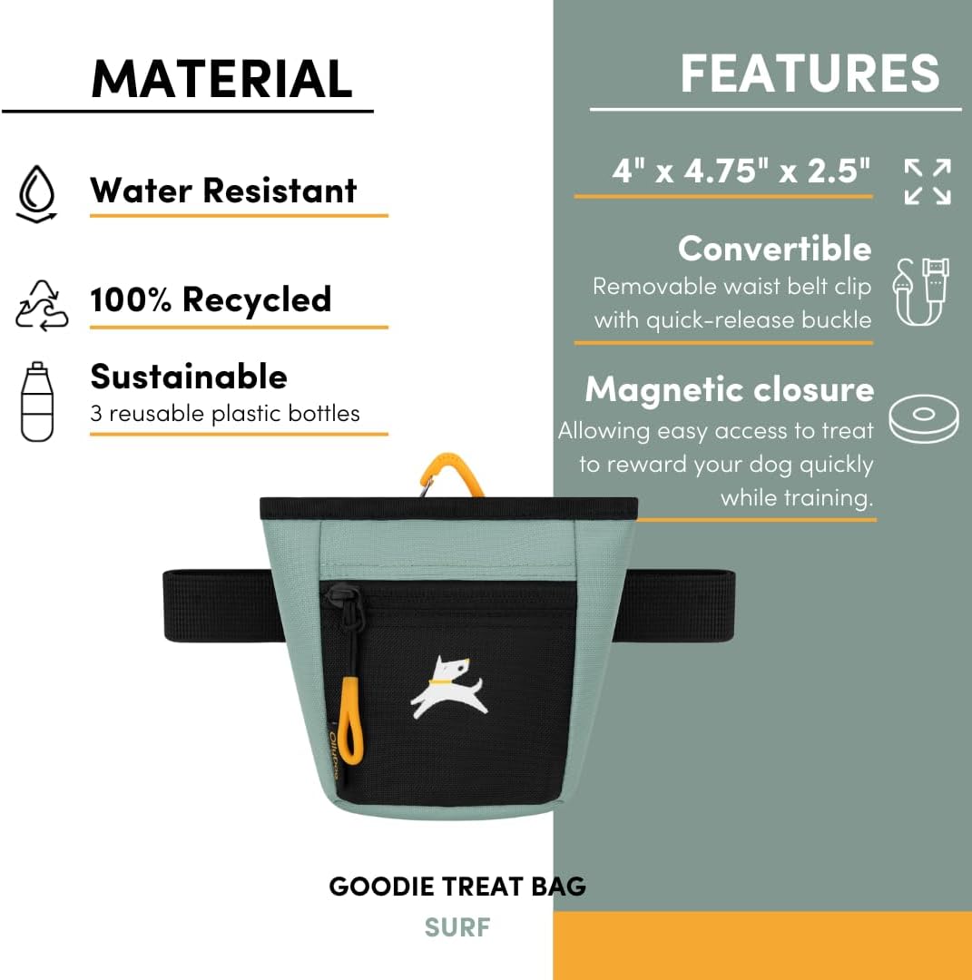 OllyDog Goodie Treat Bag, Dog Treat Pouch, Waist Belt Clip for Hands-Free Training, Magnetic Closure, Dog Training and Behavior Aids, Three Ways to Wear (Wet Weather)