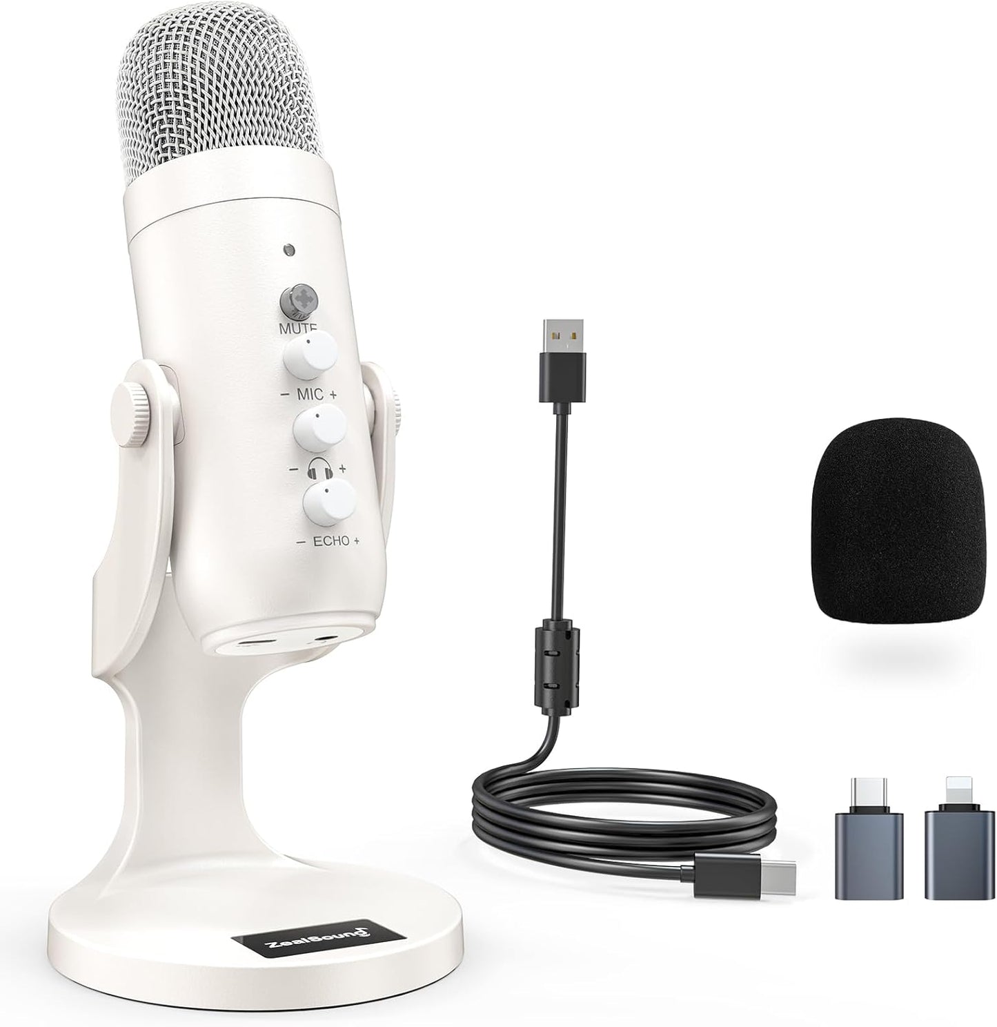ZealSound USB Microphone,Condenser Phone Computer PC Mic kit,Plug&Play Gaming Microphones for PS 4&5.Mic Gain&Volume Control,Echo &Mute Button for Vocal,Record,Streaming,Discord YouTube Podcast on Mac