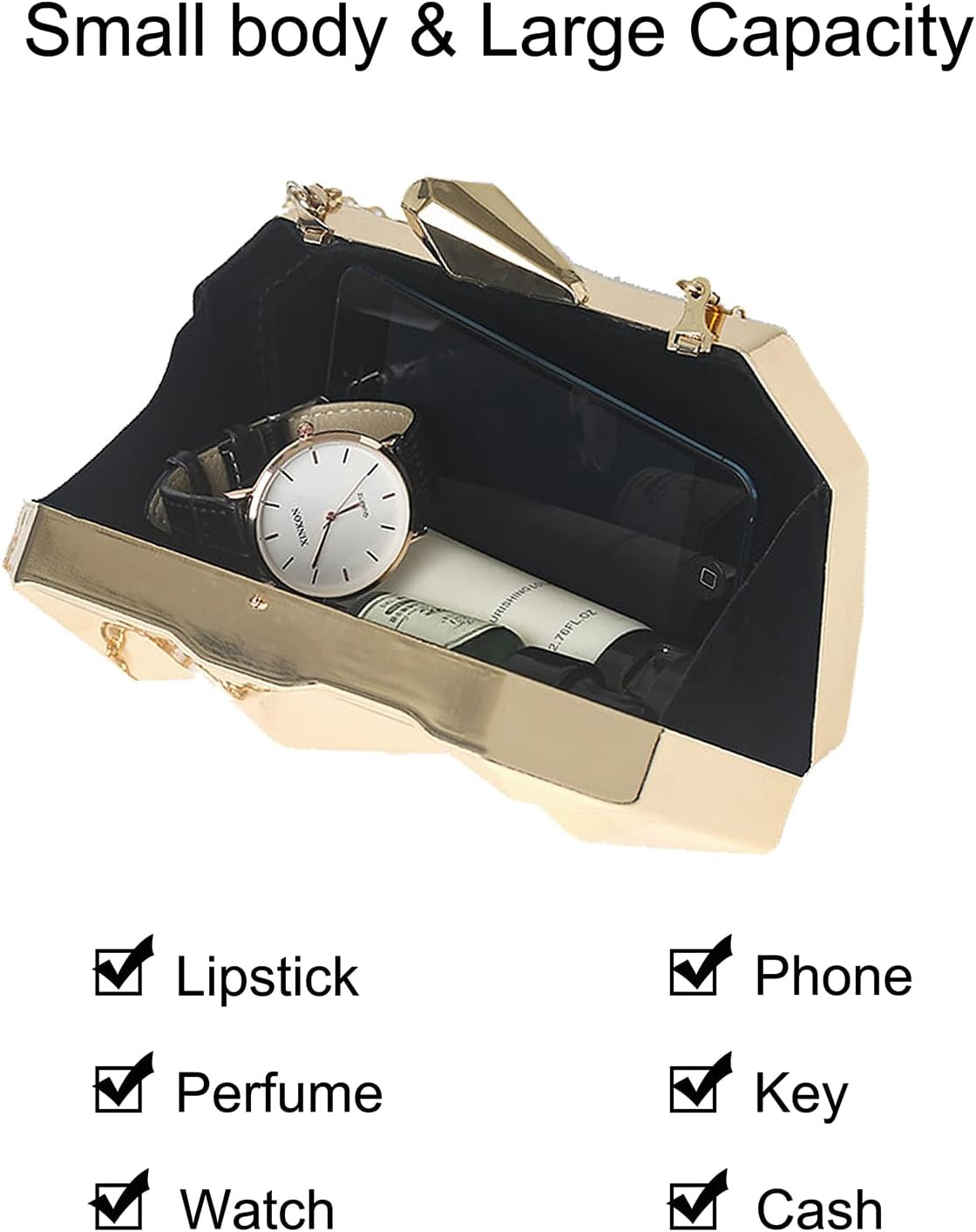 Clutch Purses for Women Lattice Pattern Metal Handbag Chain Geometric Evening Bag for Women