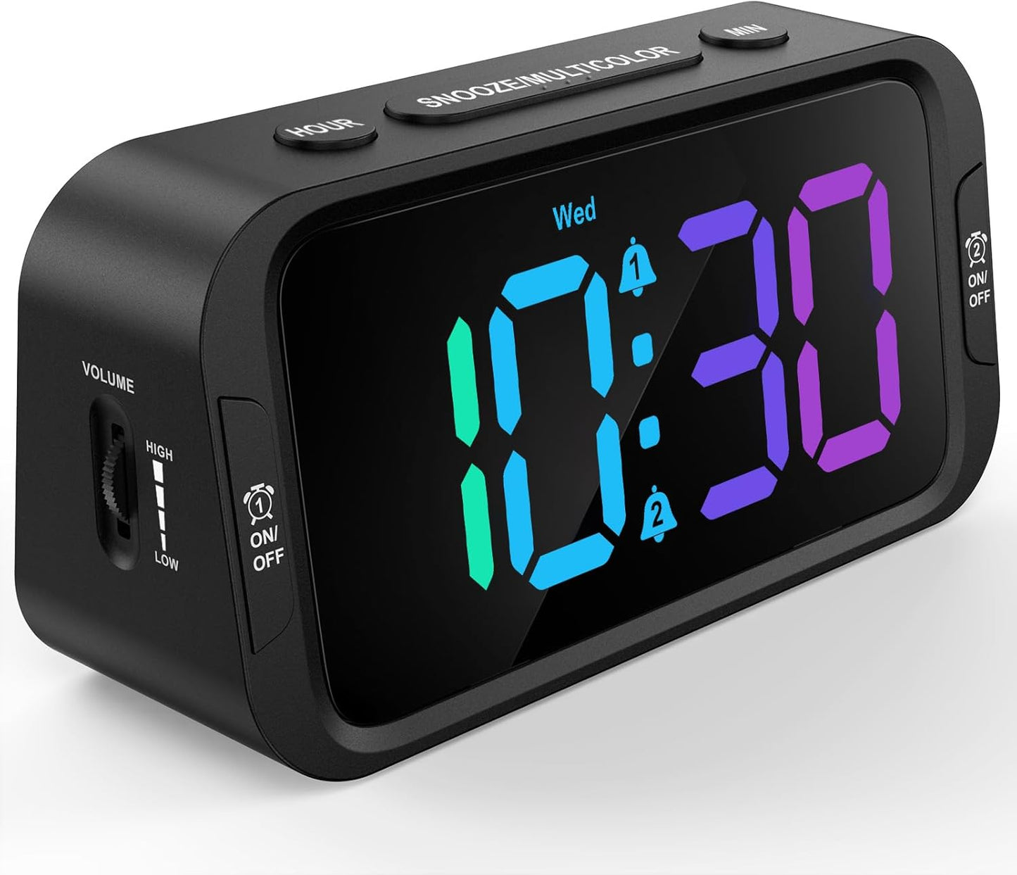 Odokee Digital Dual Alarm Clock for Bedroom, Easy to Set, 0-100% Dimmer, USB Charger, 5 Sounds Adjustable Volume, Weekday/Weekend Mode, Snooze, 12/24Hr, Battery Backup, Compact Clock for Bedside(Blue)