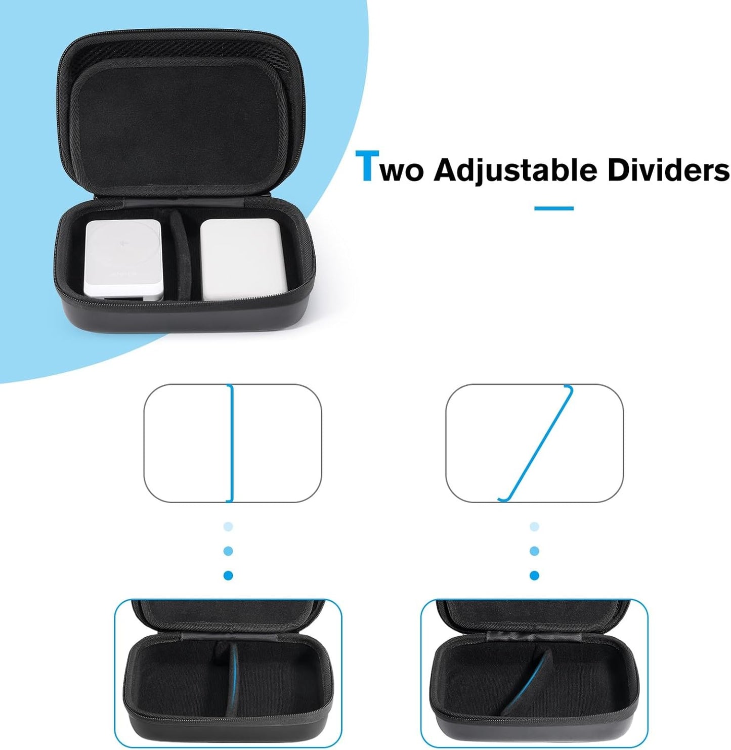 ProCase Hard Travel Electronic Organizer Case for MacBook Power Adapter Chargers Cables Power Bank Apple Magic Mouse Apple Pencil USB Flash Disk SD Card Small Portable Accessories Bag -L, Black