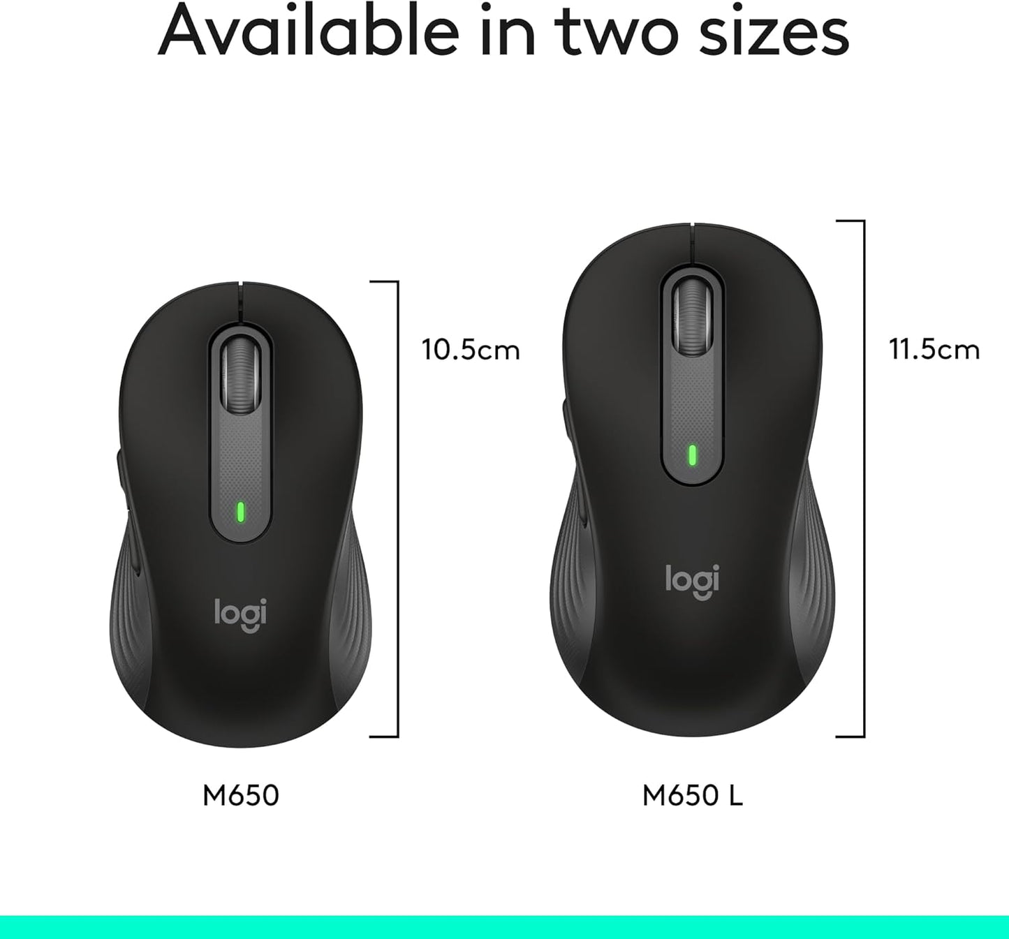 Logitech Signature M650 L Full Size Wireless Mouse - For Large Sized Hands, 2-Year Battery, Silent Clicks, Customizable Side Buttons, Bluetooth, for PC/Mac/Multi-Device/Chromebook - Black