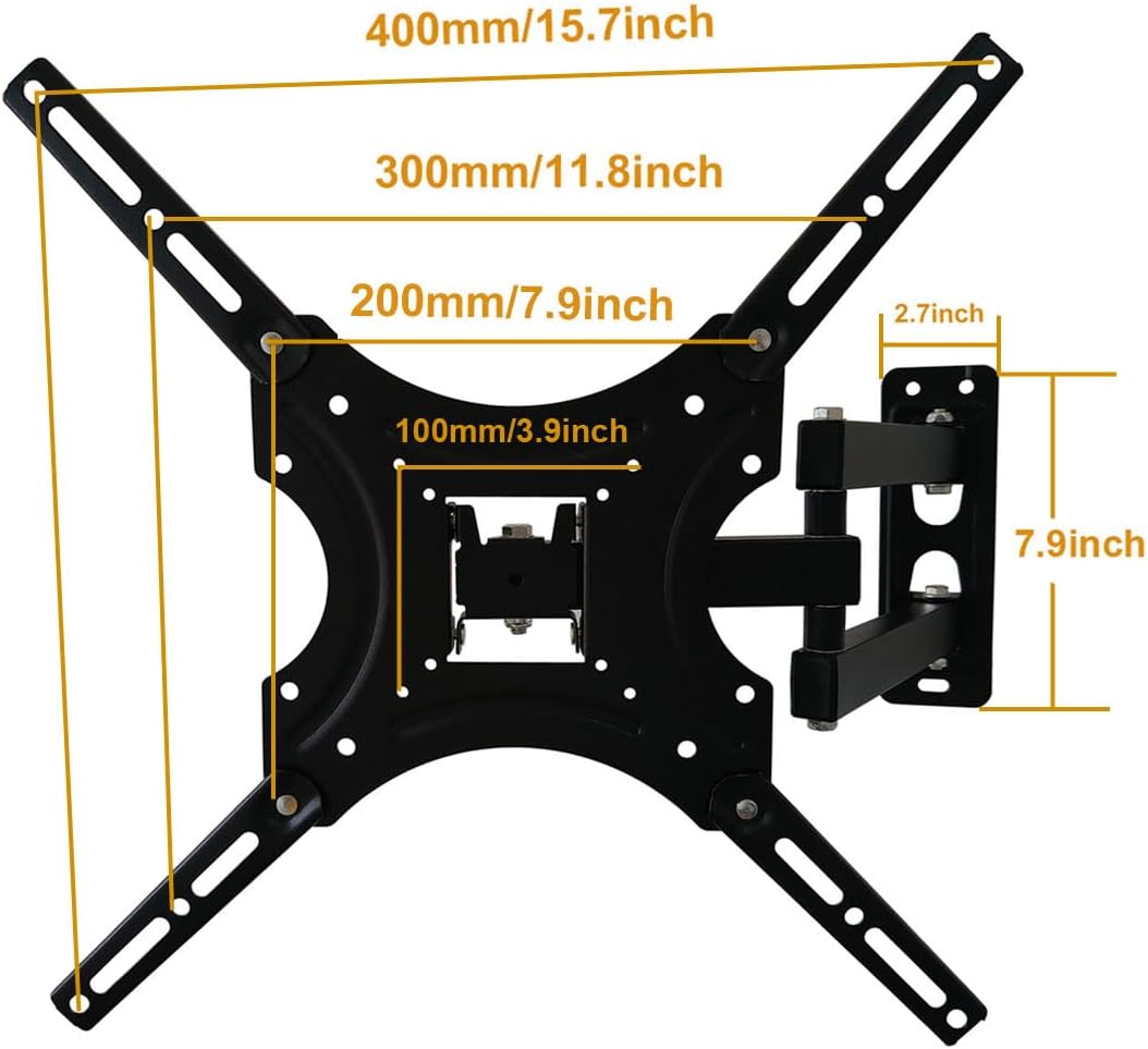 Yuarisx Tilt Swivel TV Wall Mount Full Motion Articulating Bracket for Most 26 30 32 35 37 40 42 45 46 47 50", Some up to 52" 55" Plasma LCD LED Flat Panel Screen TV with VESA up to 400x 400mm