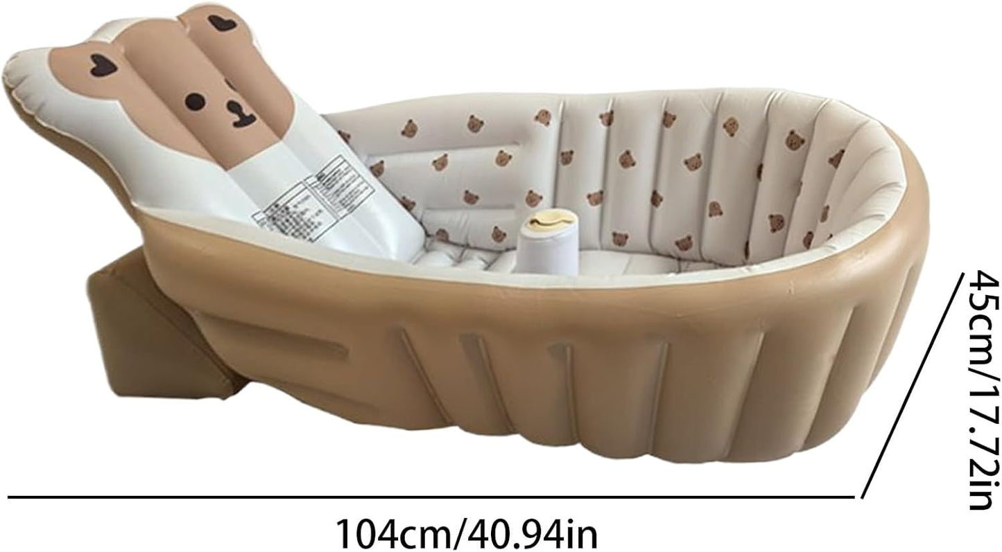 Baby Bath Tub, Inflatable Toddler Wash Tub Bath Seat With Pump | Adjustable Bathing Support Seat, Foldable Sitting Shower Bathtub For Camping Beach Travel Outdoor