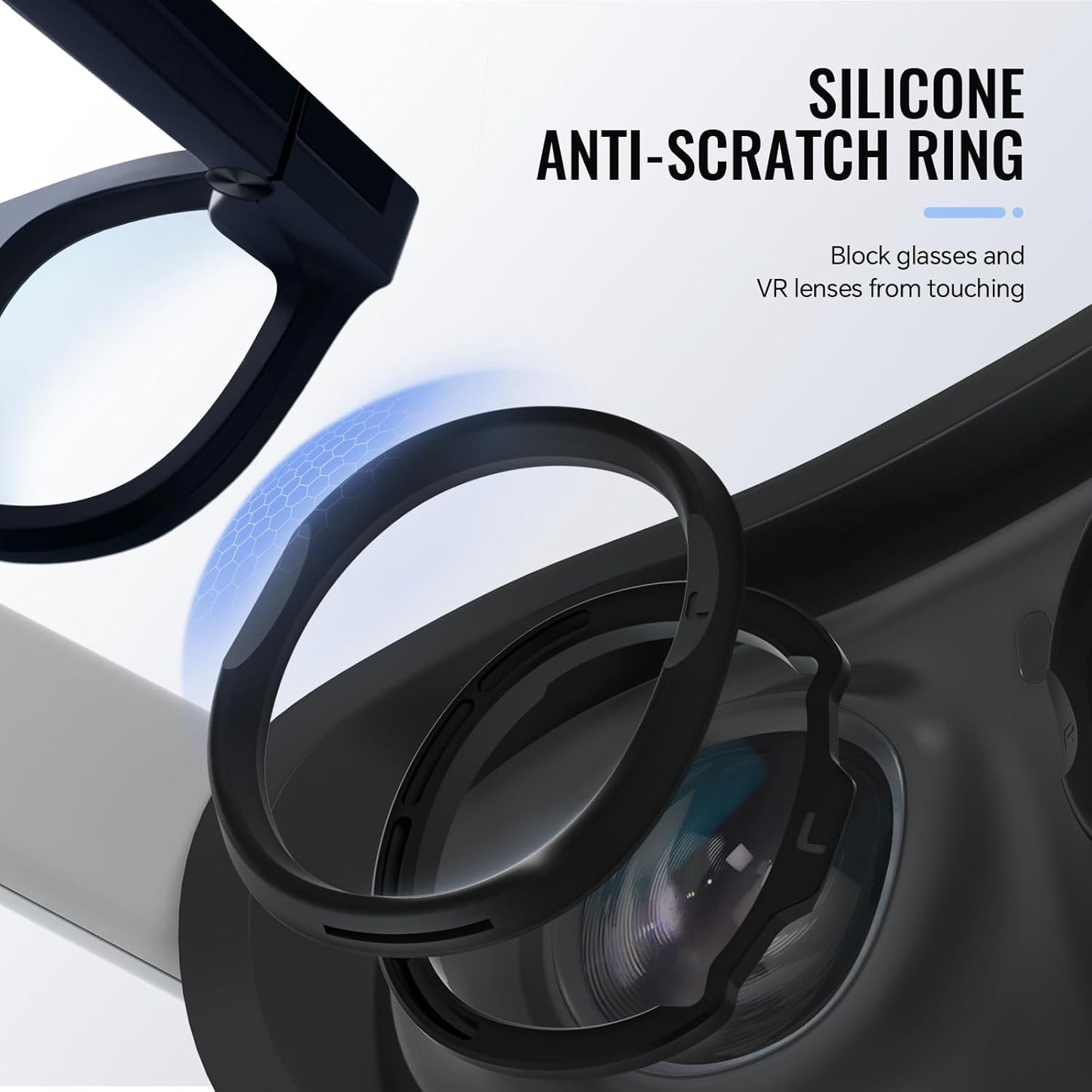 Hibloks Glasses Spacer for Meta/Oculus Quest 3, Prevent Myopia Glasses and VR Lenses from Scratching Each Other. VR Lens Protection Accessories with Magnetic Frame and Silicone Anti-Scratch Ring