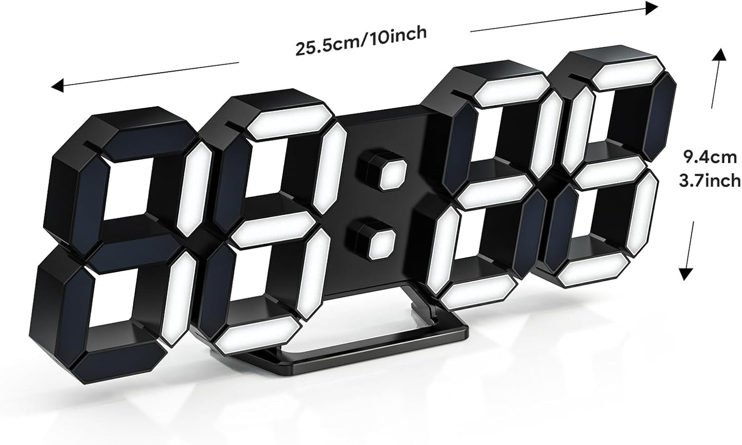 EDUP HOME 3D LED Wall Clock Desk Alarm Clock 7 Colors 9.7" with Remote Control, Digital Alarm Clock Adjustable Brightness Timer 12/24 Hr Time/Date/Temperature for Kid Bedroom/Kitchen/Office