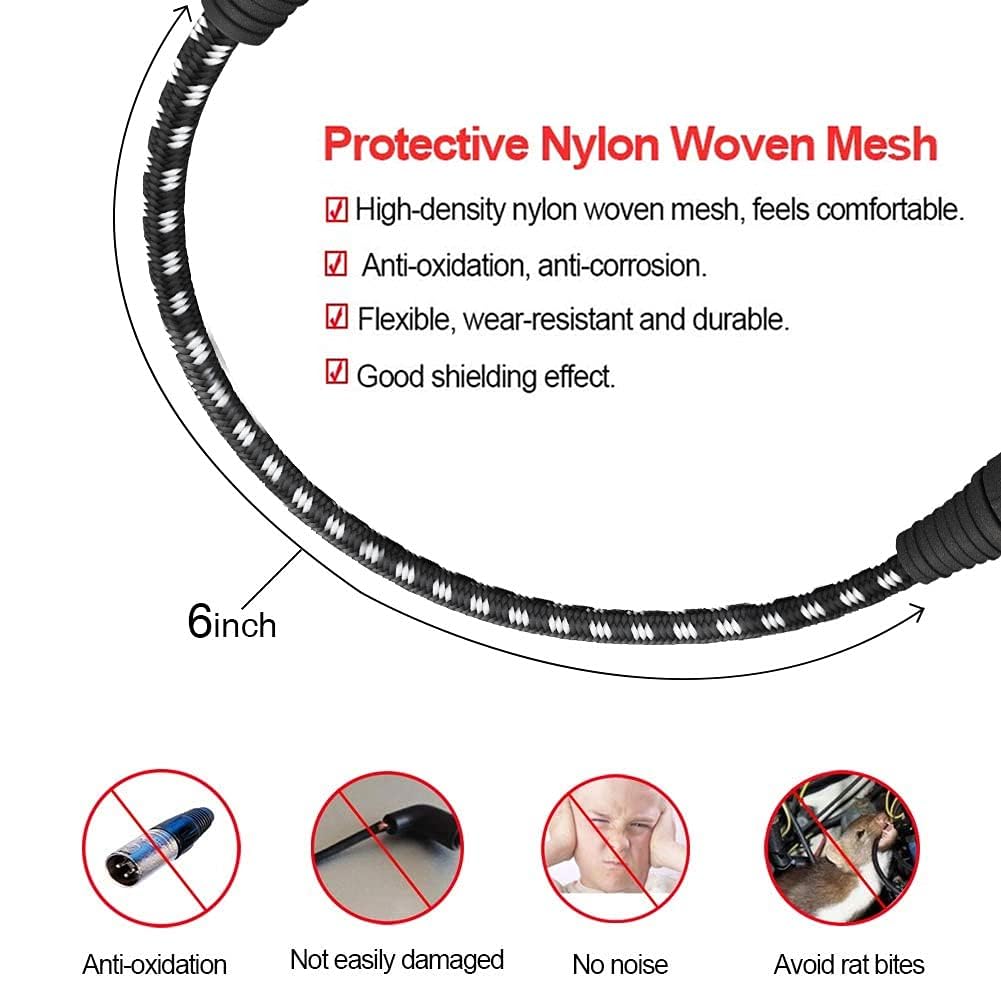 VANDESAIL XLR Cables 25ft 2 Pack, Durable Nylon Braided XLR Microphone Cable, Mic Cable, Shielded and Fully Balanced OFC Male to Female Cord for Recording Mixer Amplifie Speaker Black White