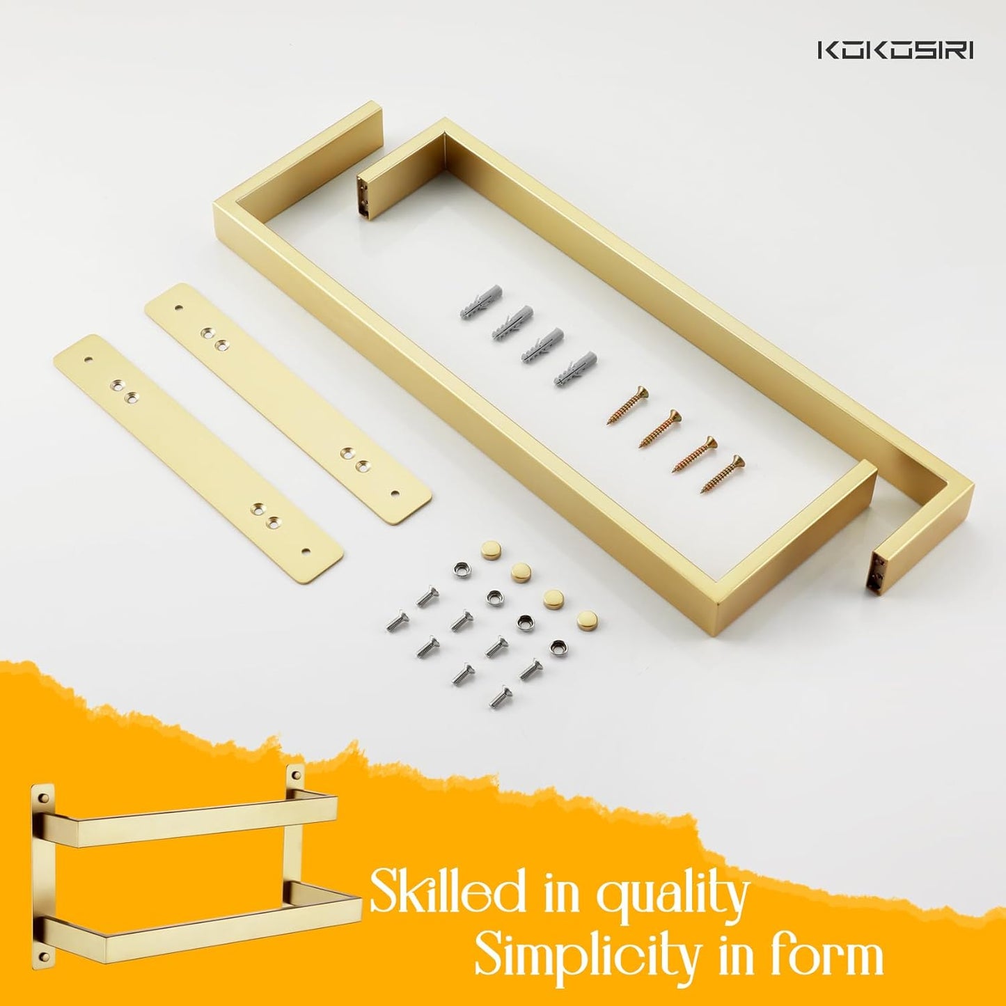 KOKOSIRI Towel Bars Black Bath Towel Holders 20 Inches Bathroom 2-Tiers Ladder Towel Rails Wall Mounted Towels Shelves Rack Stainless Steel, B5008BK-L20