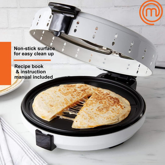 MasterChef Electric 12" Pizza Maker- Cook Homemade Calzones, Quesadillas & Cookies! Rotating Nonstick Plate for Even Baking- Adjustable Temp Control for Crispy Crust- Indoor or Outdoor Parties & Gifts - PuriLite