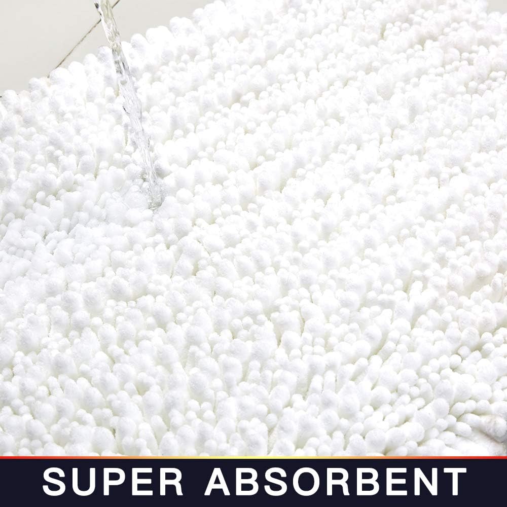 Walensee Bathroom Rug Non Slip Bath Mat (24x17 Inch Blush) Water Absorbent Super Soft Shaggy Chenille Machine Washable Dry Extra Thick Perfect Absorbant Best Small Plush Carpet for Shower Floor