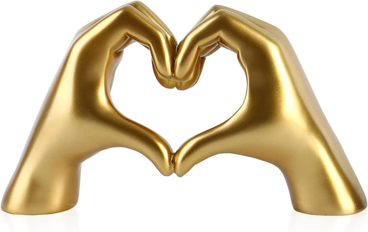MHOOW Taylor Heart Hands Sculpture Decor for Bedroom Living Room Table Merch, Aesthetic Modern Love Finger Heart Hands Statues, Boho Wedding Home Decor Accessories, Gifts for Women Anniversary (Gold)