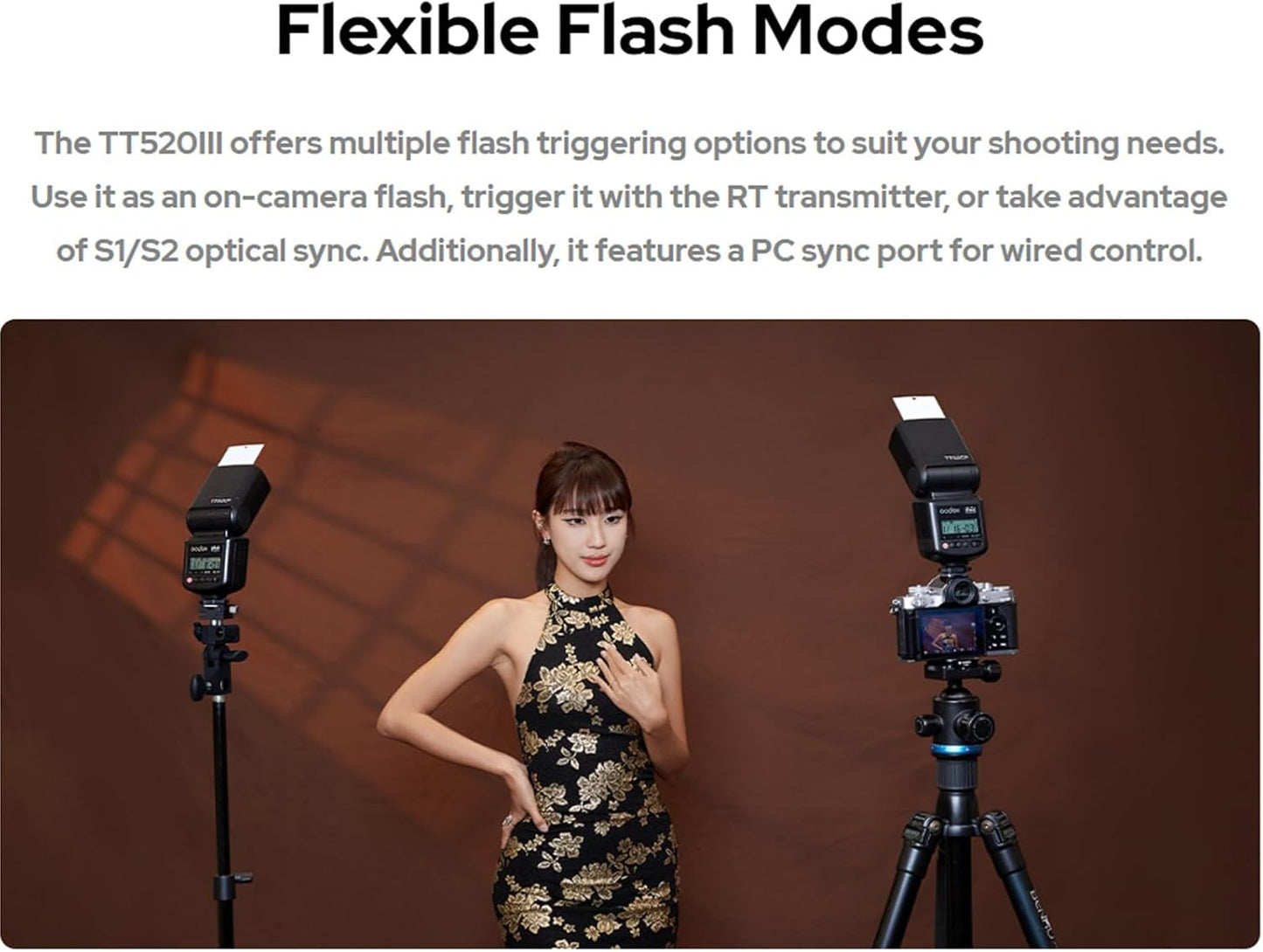 Godox TT520III Camera Flash, 1.8s Recycle Time, 400 Full Power Flash, Built-in Receiver and RT Transmitter for Canon Nikon Panasonic Olympus Pentax and Other DSLR Cameras (NO TTL, TT520II Upgrade)