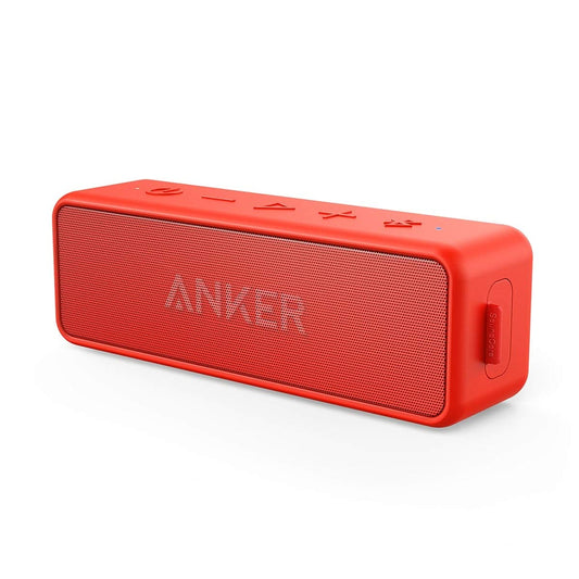 Anker SoundCore 2 Portable Bluetooth Speaker with Better Bass, 24-Hour Playtime, 66ft Bluetooth Range, IPX7 Water Resistance & Built-in Mic, Dual-Driver Wireless Speaker (Red) - PuriLite