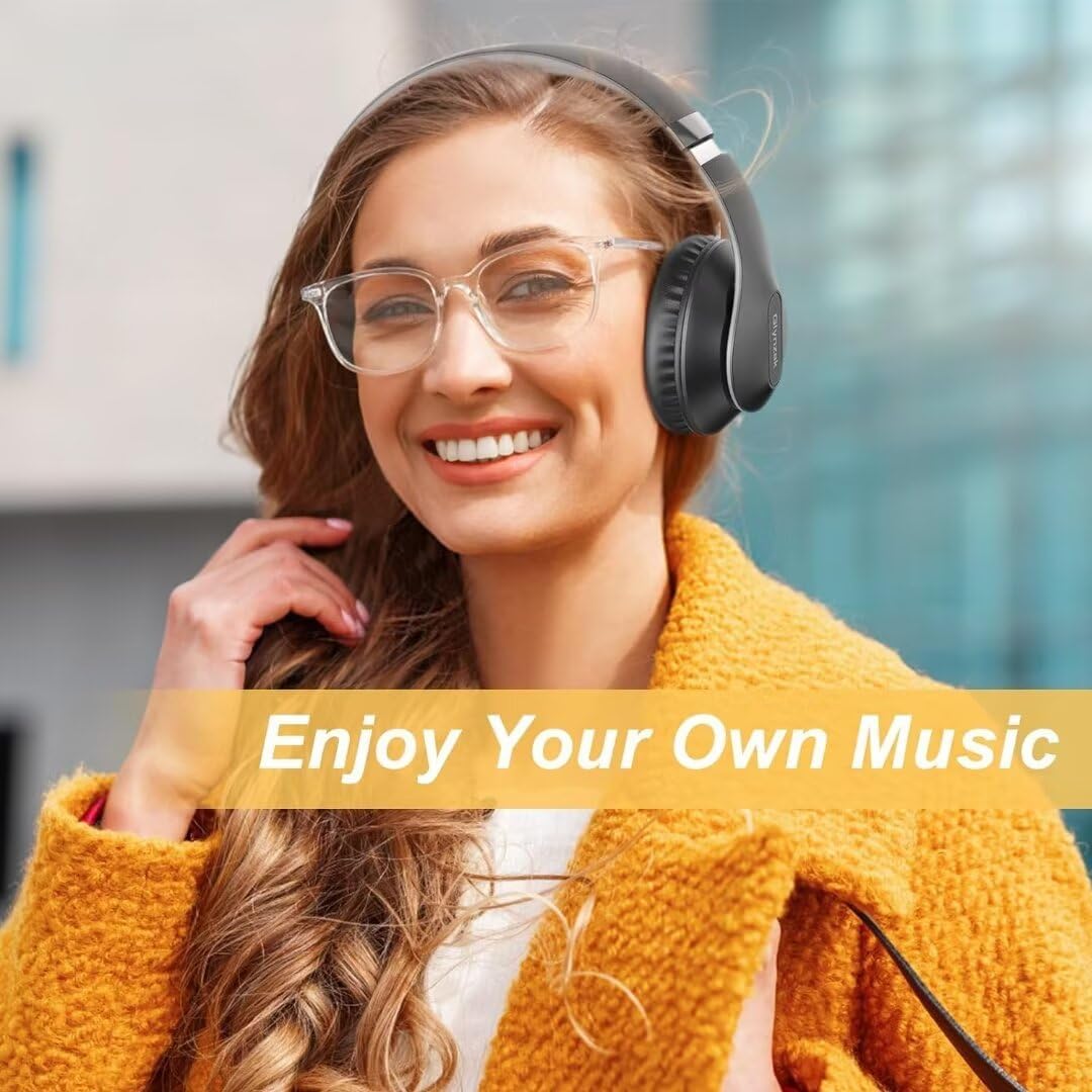 Glynzak Wireless Bluetooth Headphones Over Ear 65H Playtime HiFi Stereo Headset with Microphone and 6EQ Modes Foldable Bluetooth V5.3 Headphones for Desktop Computer Laptop Rose Gold