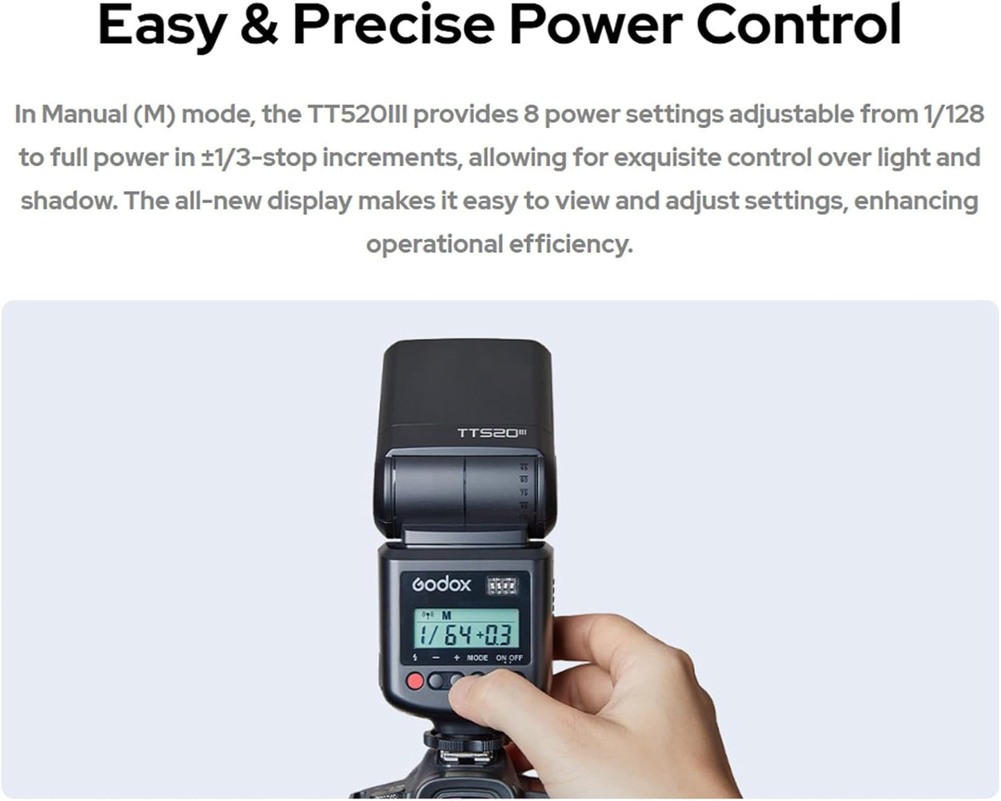 Godox TT520III Camera Flash, 1.8s Recycle Time, 400 Full Power Flash, Built-in Receiver and RT Transmitter for Canon Nikon Panasonic Olympus Pentax and Other DSLR Cameras (NO TTL, TT520II Upgrade)
