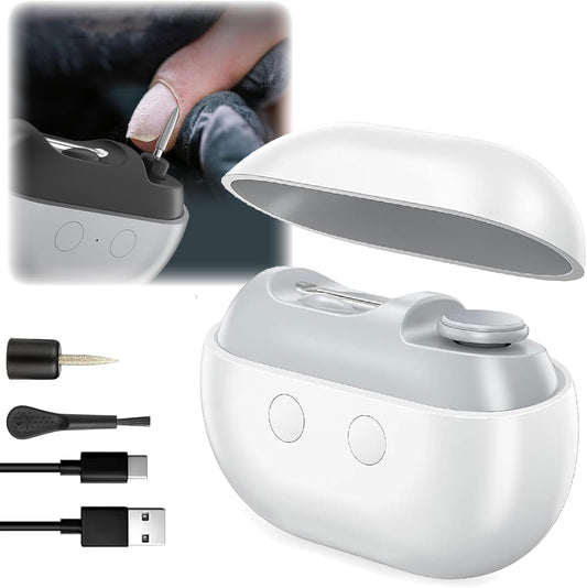 Vueezes Easyclip Smart Nail Clipper, Vueezes Easyclip Multi-Function Electric Nail Clippers, Two Grinding Heads Suitable Integrated Shear/Grinding System with Storage & Light (White)