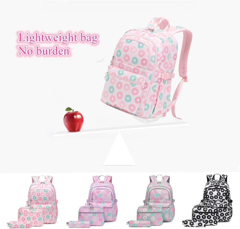 3Pcs Daisy Prints Backpack for Girls Bookbag set Primary School Daypack Elementary Students Knapsack with Lunch Box