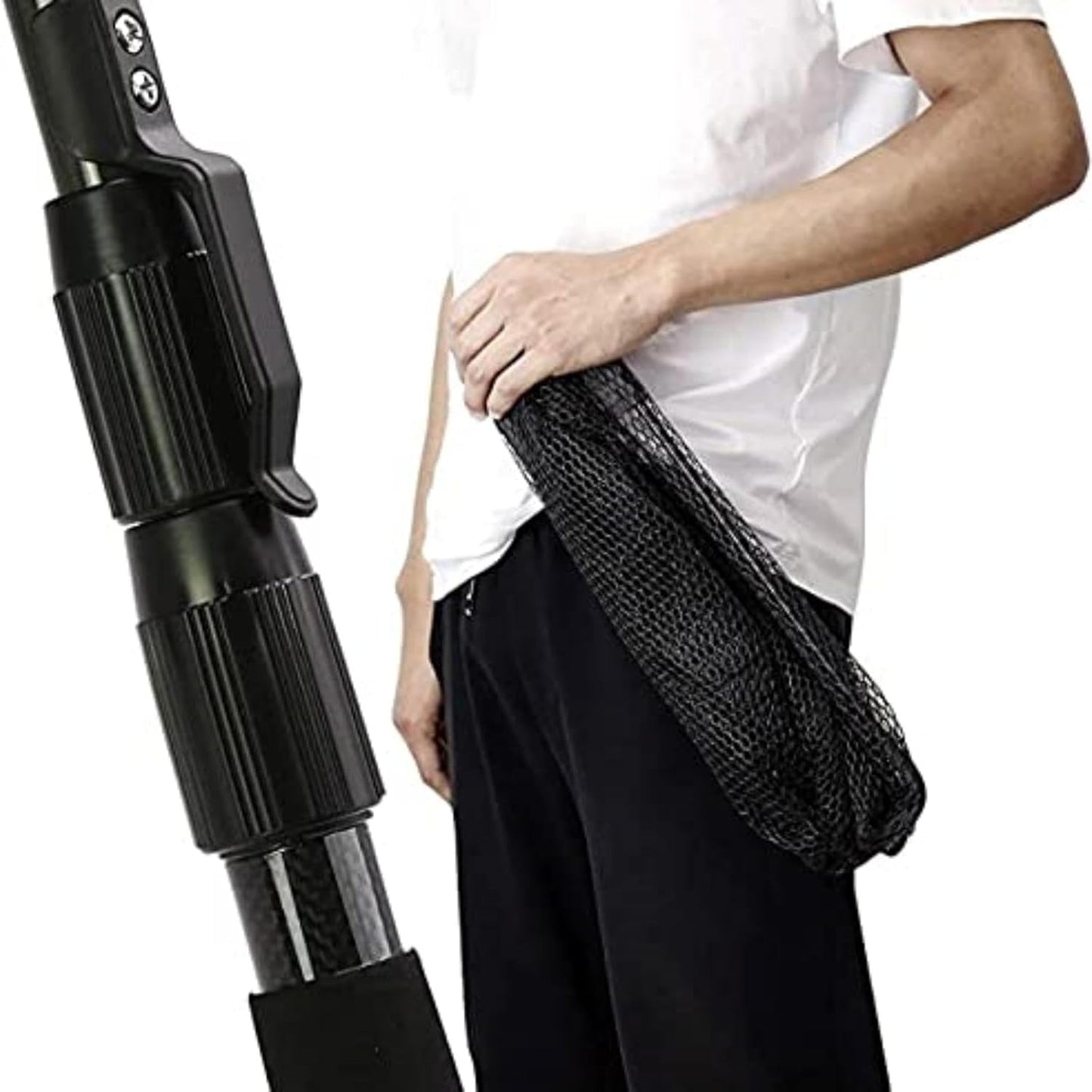 SAN LIKE Fishing Net Telescopic Landing Nets Folding Rubber Fish Net Rubber Coated Landing Net with Adjustable Sturdy Pole Handle for Saltwater Freshwater Bass Trout Fishing Easy Catch & Release