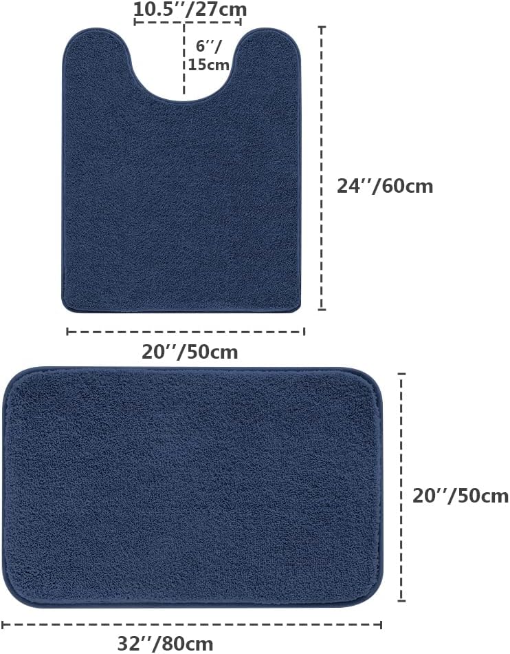 Bathroom Rugs Set 2 Pieces - Bath Rugs Ultra Soft Absorbent Non-Slip Fluffy Thick Microfiber Cozy Bath Mats Set for Tub Shower Bathroom Floors Accessories, 20"x32" & 16"x24" Set of 2 (Beige)