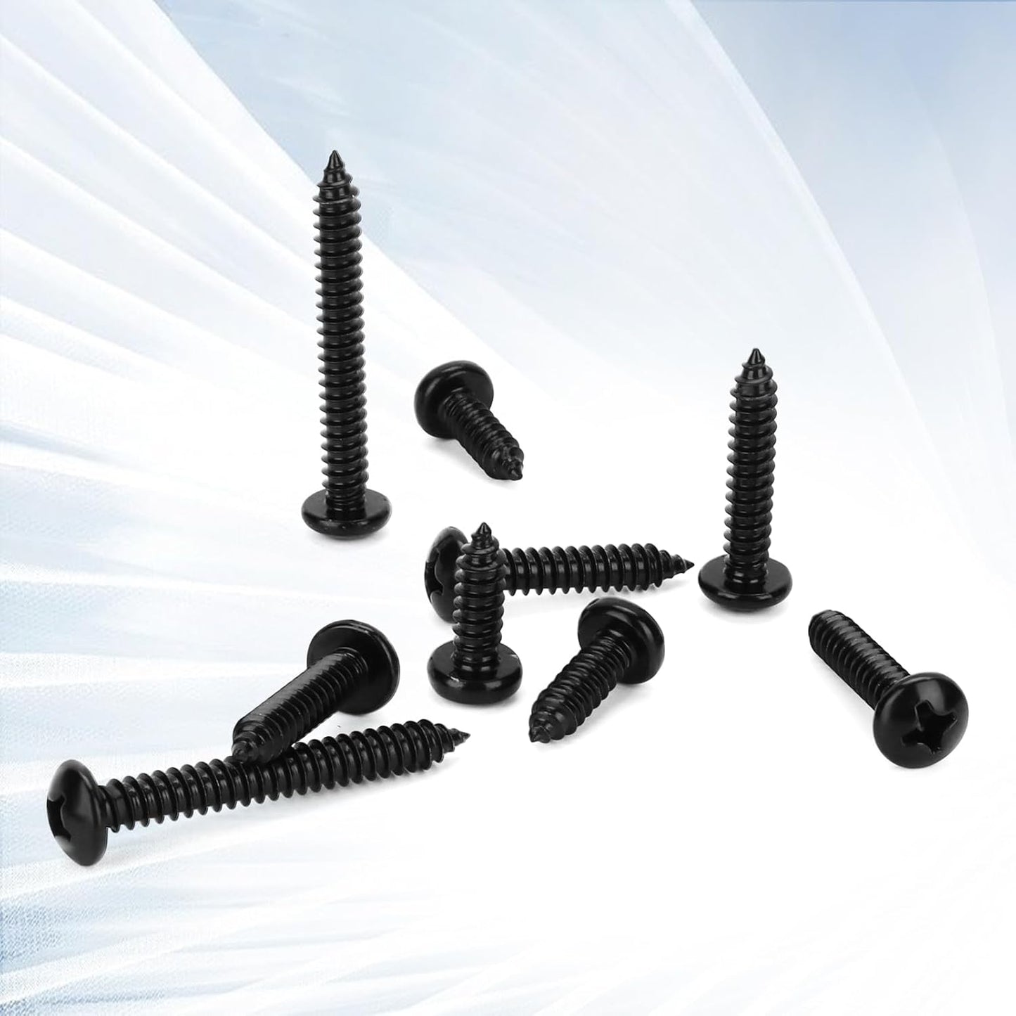 #8 x 2 Phillips Pan Head Self Tapping Screws Sheet Metal Wood Screws, Black Oxide, Stainless Steel 304, 50 PCS